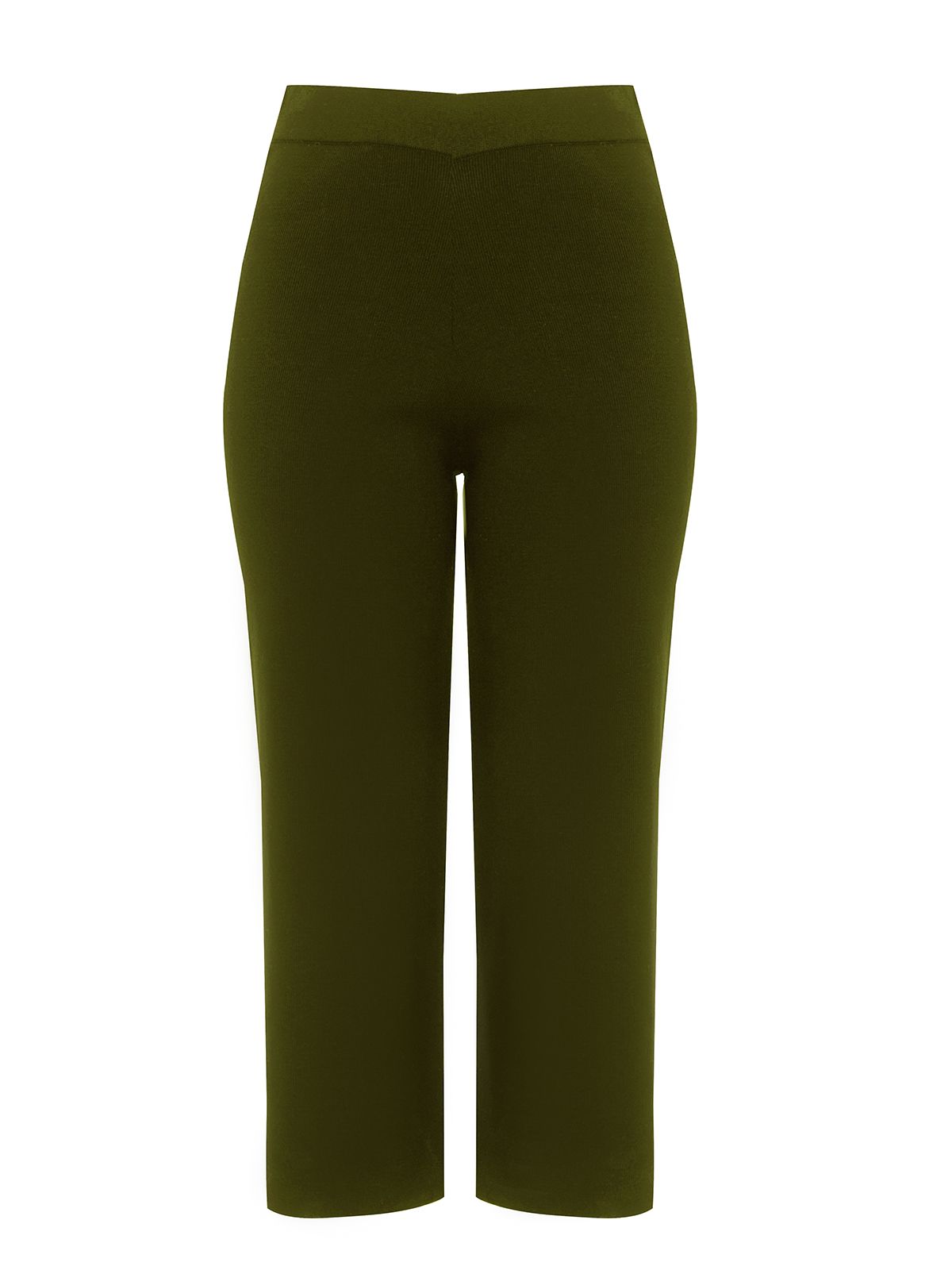 Mat Fashion Πλεκτή cropped παντελόνα Πρασινο