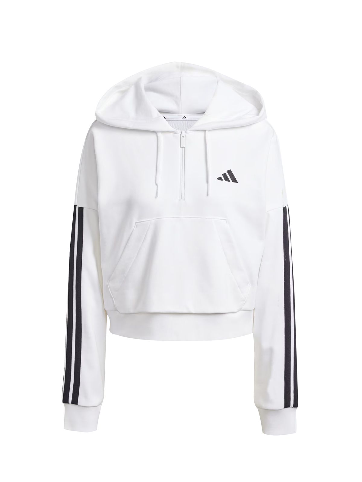 Adidas Μπλούζα Essentials 3-Stripes French Terry Quarter-Zip Hoodie Λευκο