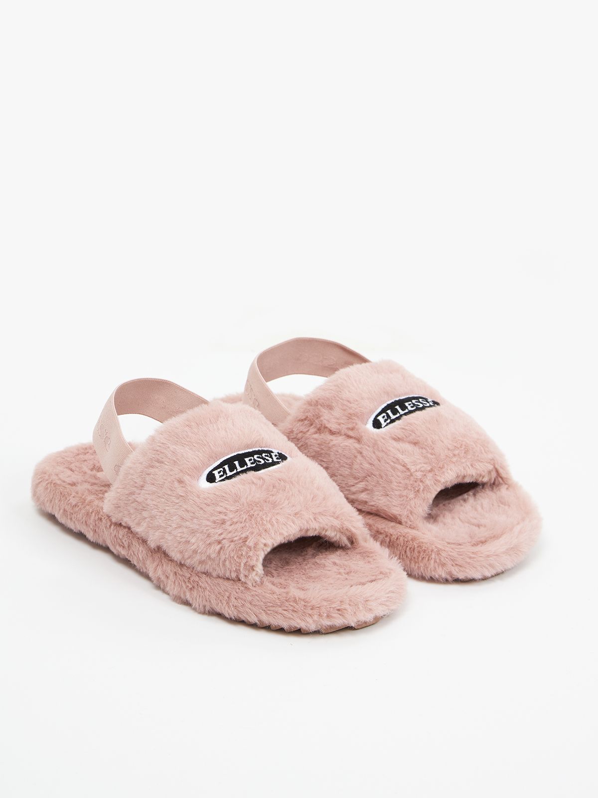 Faux fur slippers in pink