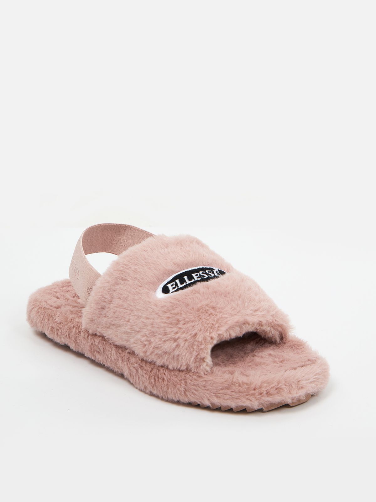 Faux fur slippers in pink