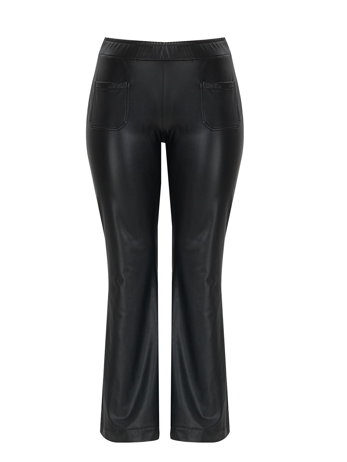 Mat Fashion Παντελόνα καμπάνα δερματίνη Μαυρο