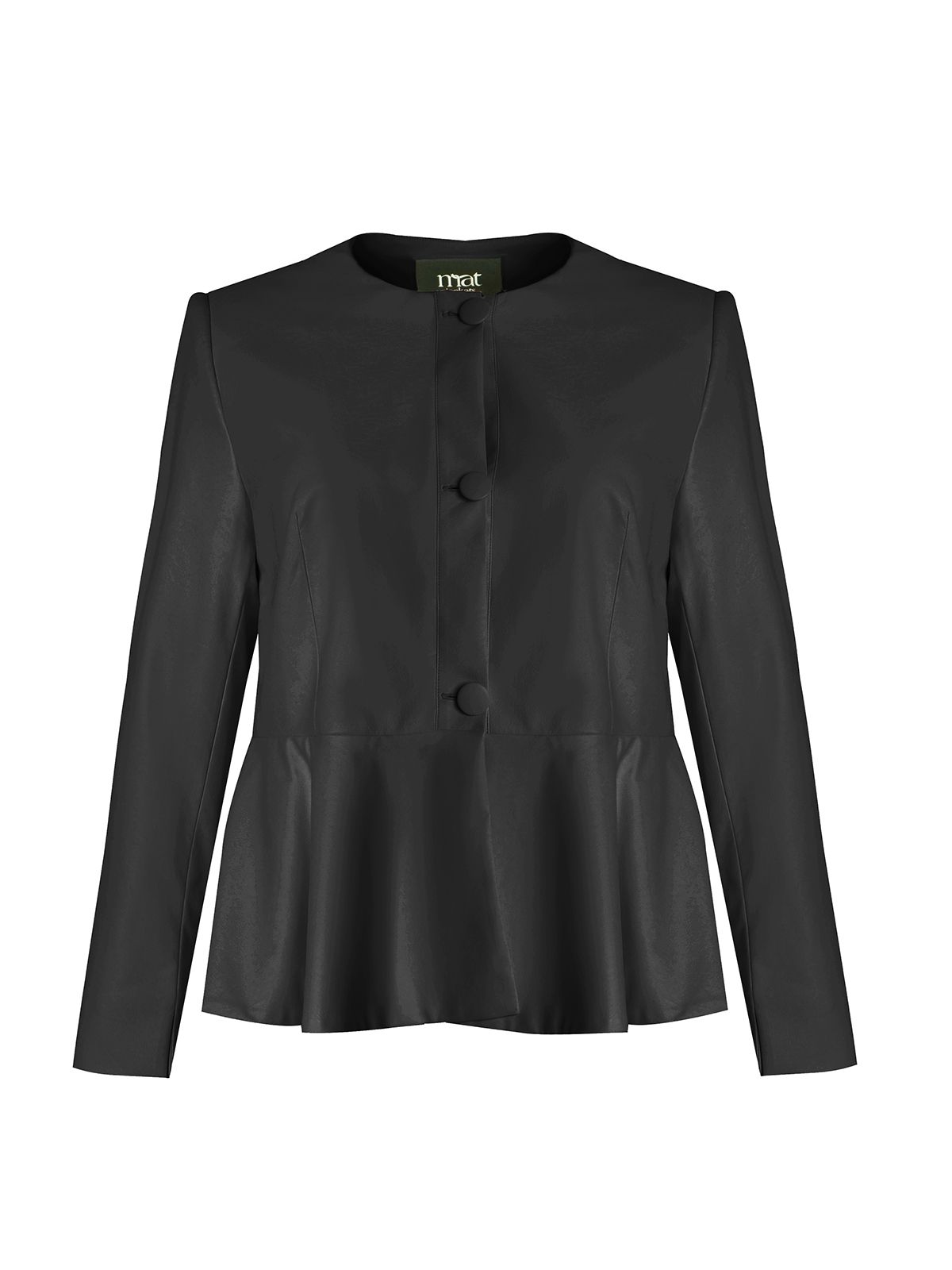 Mat Fashion Faux-leather σακάκι με peplum τελείωμα Μαυρο