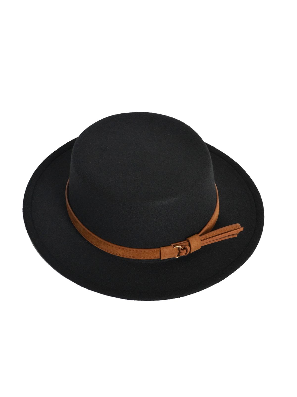 Mat Fashion Καπέλο τύπου fedora με suede κορδελα Μαυρο