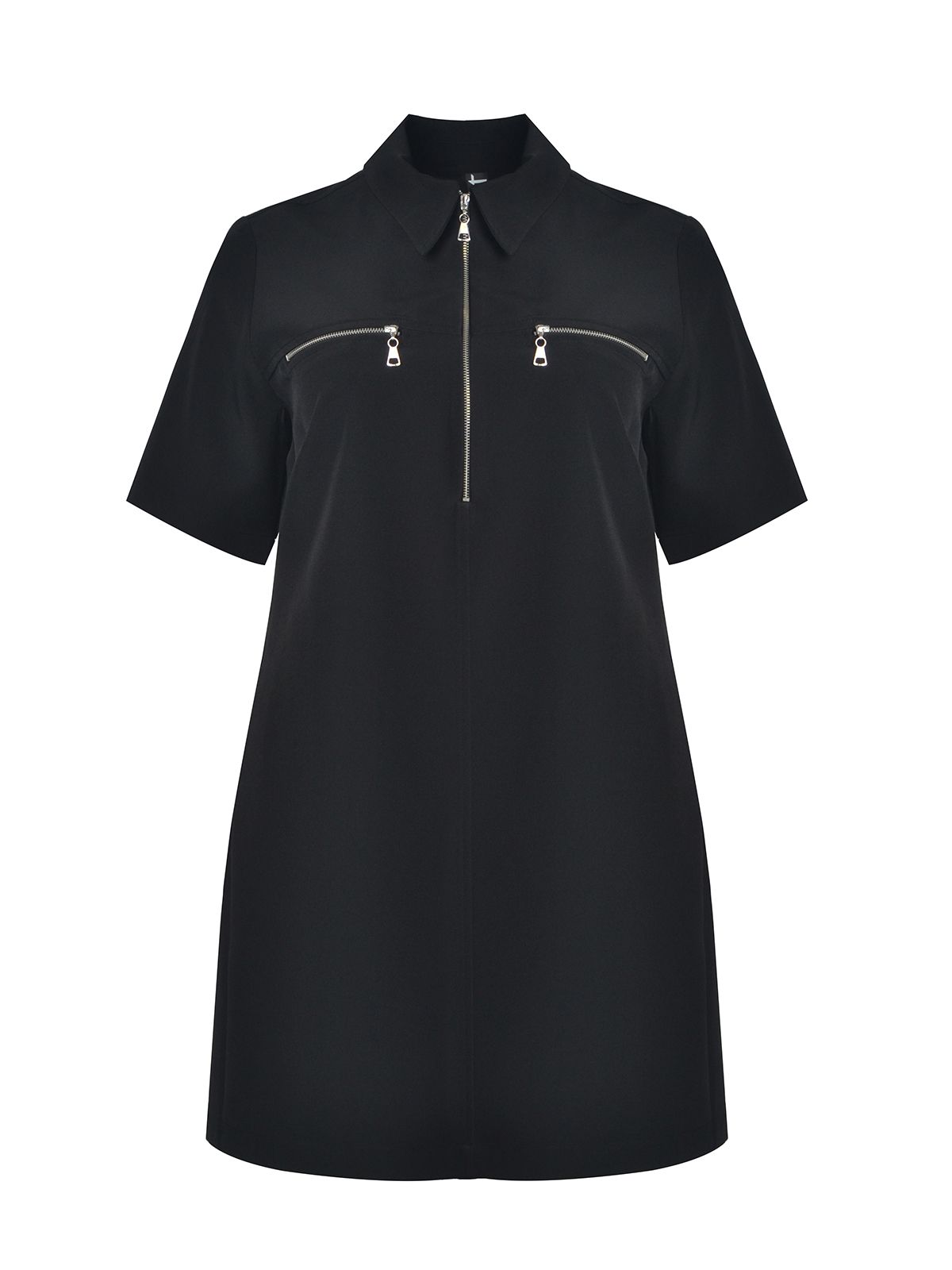Mat Fashion Μίνι φόρεμα με φερμουάρ και γιακά Μαυρο