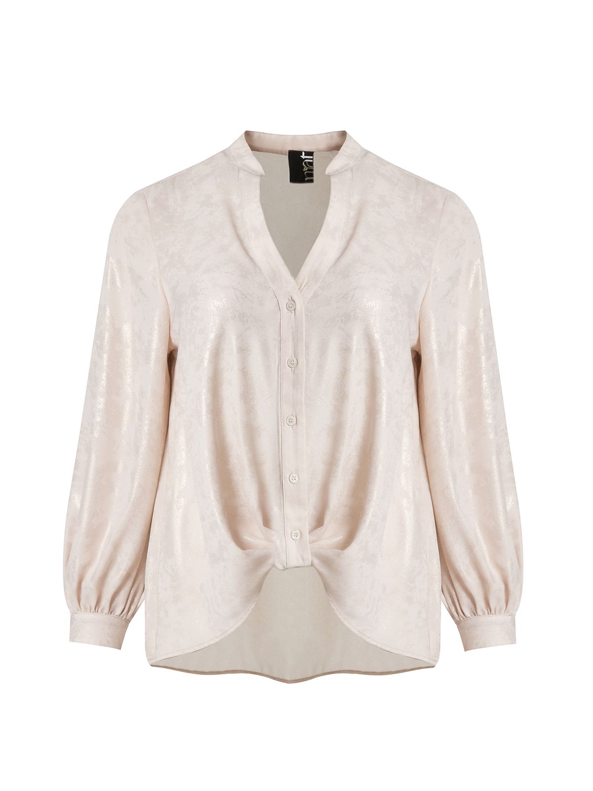 Mat Fashion Glossy πουκάμισο με αφηρημένο μοτίβο και ντραπέ τελείωμα Μπεζ