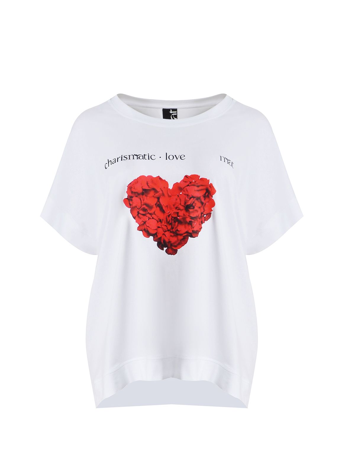 Mat Fashion Βαμβακερό t-shirt με καρδιά Λευκο