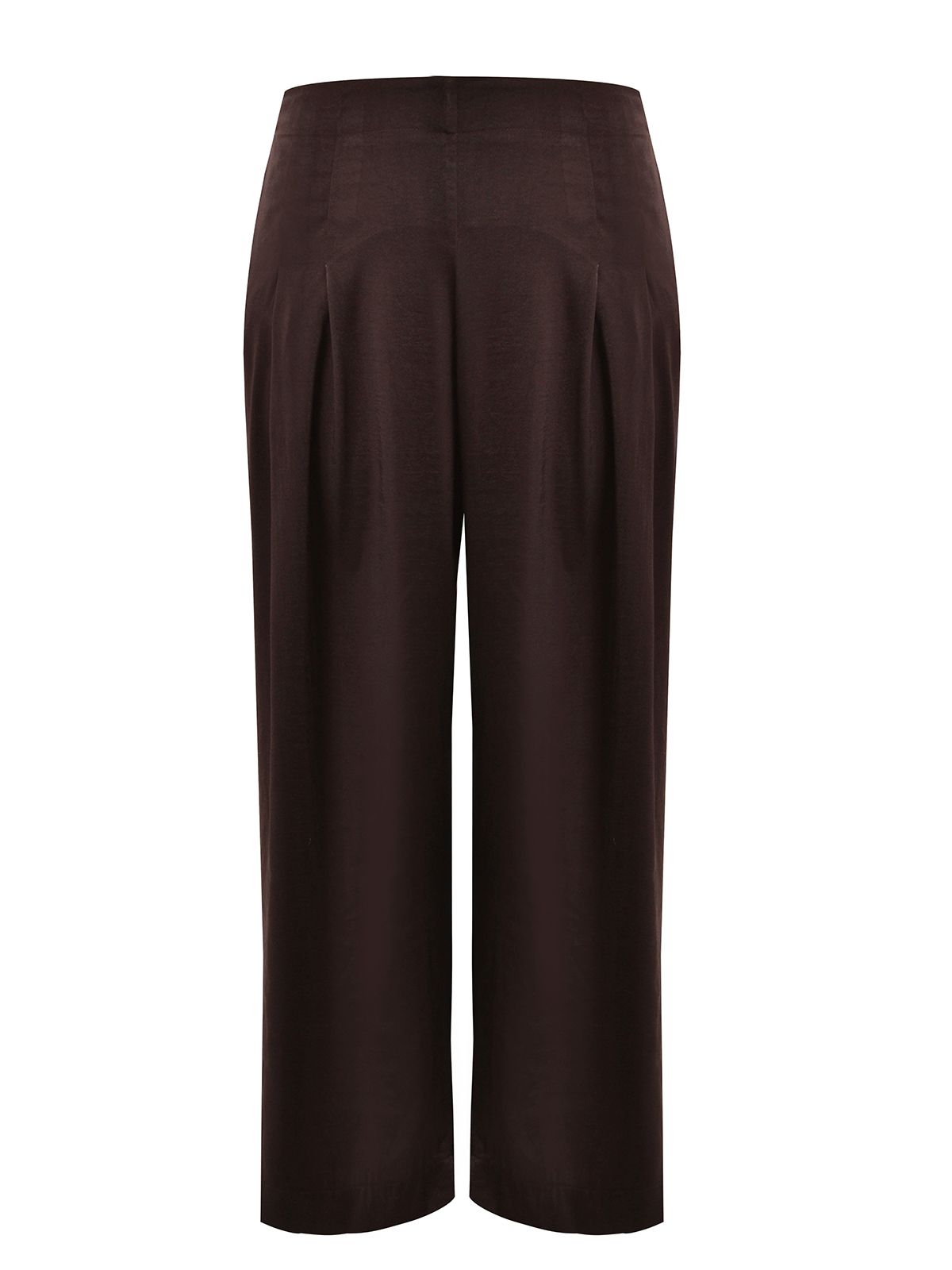 Mat Fashion Ψηλόμεση σατέν παντελόνα με πιέτες Καφε
