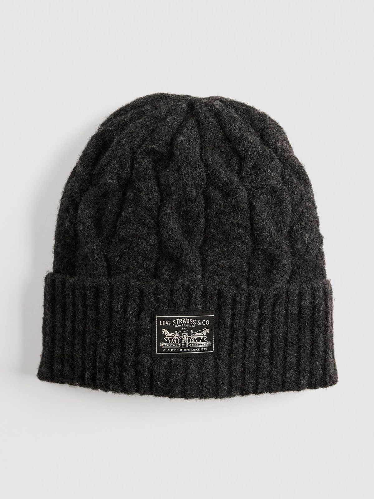 Levi's Holiday Cable-knit Backpatch Beanie Γκρι