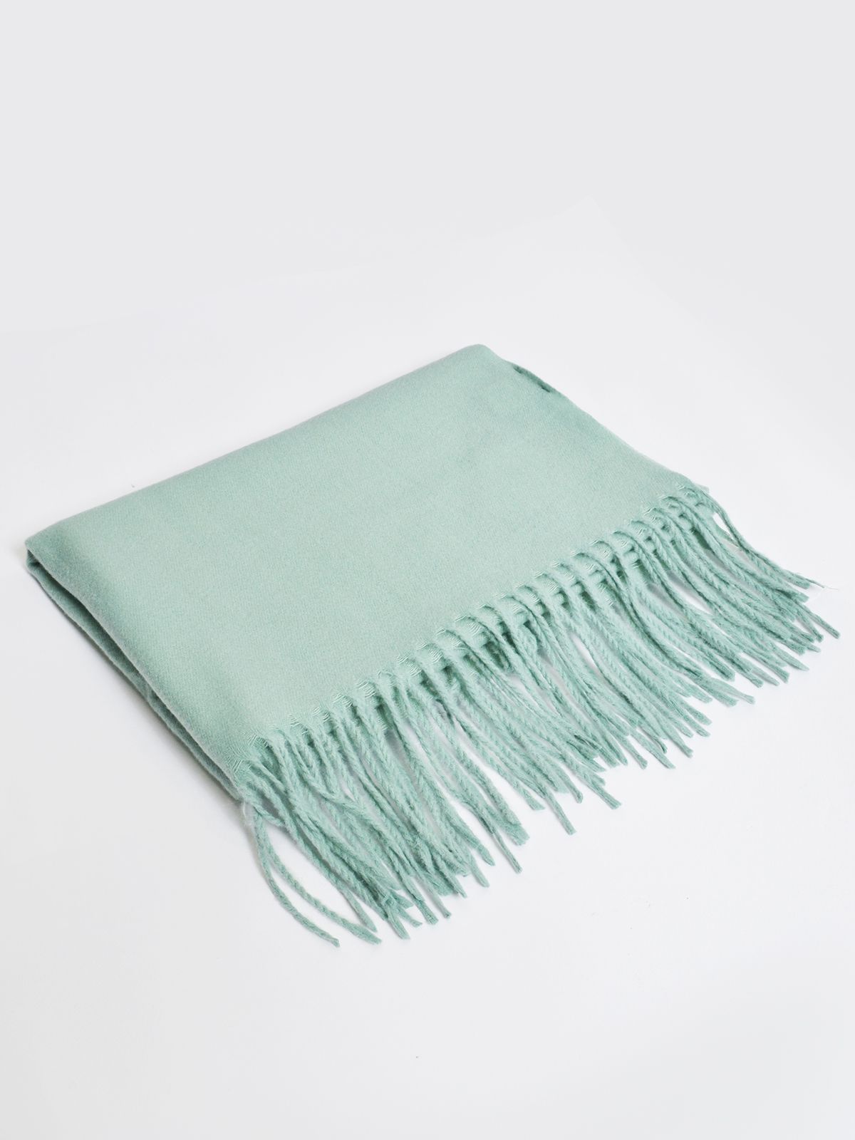 Mat Fashion Κασκόλ aqua mint με κρόσσια Πρασινο