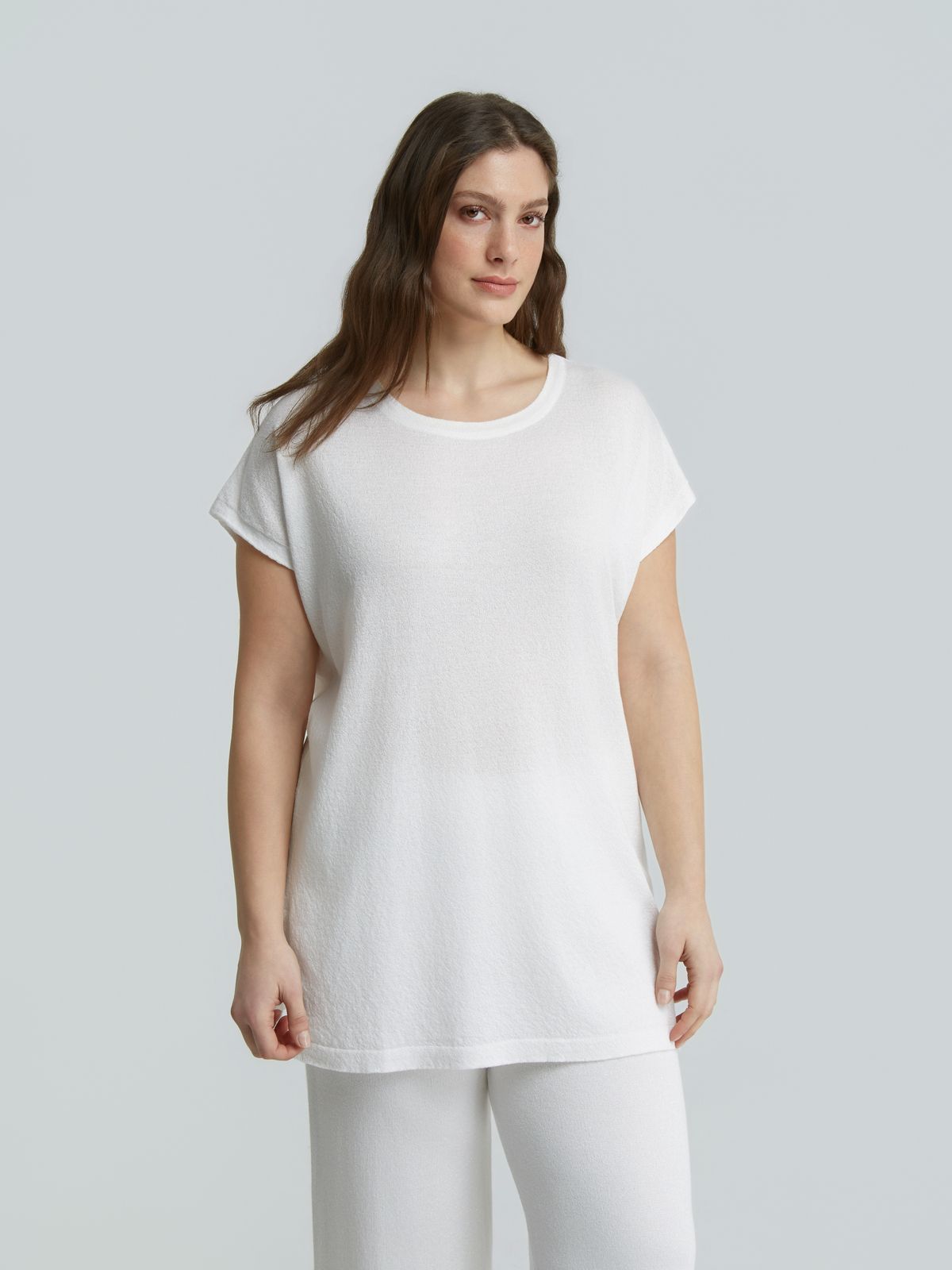 Knit longline top with lurex
