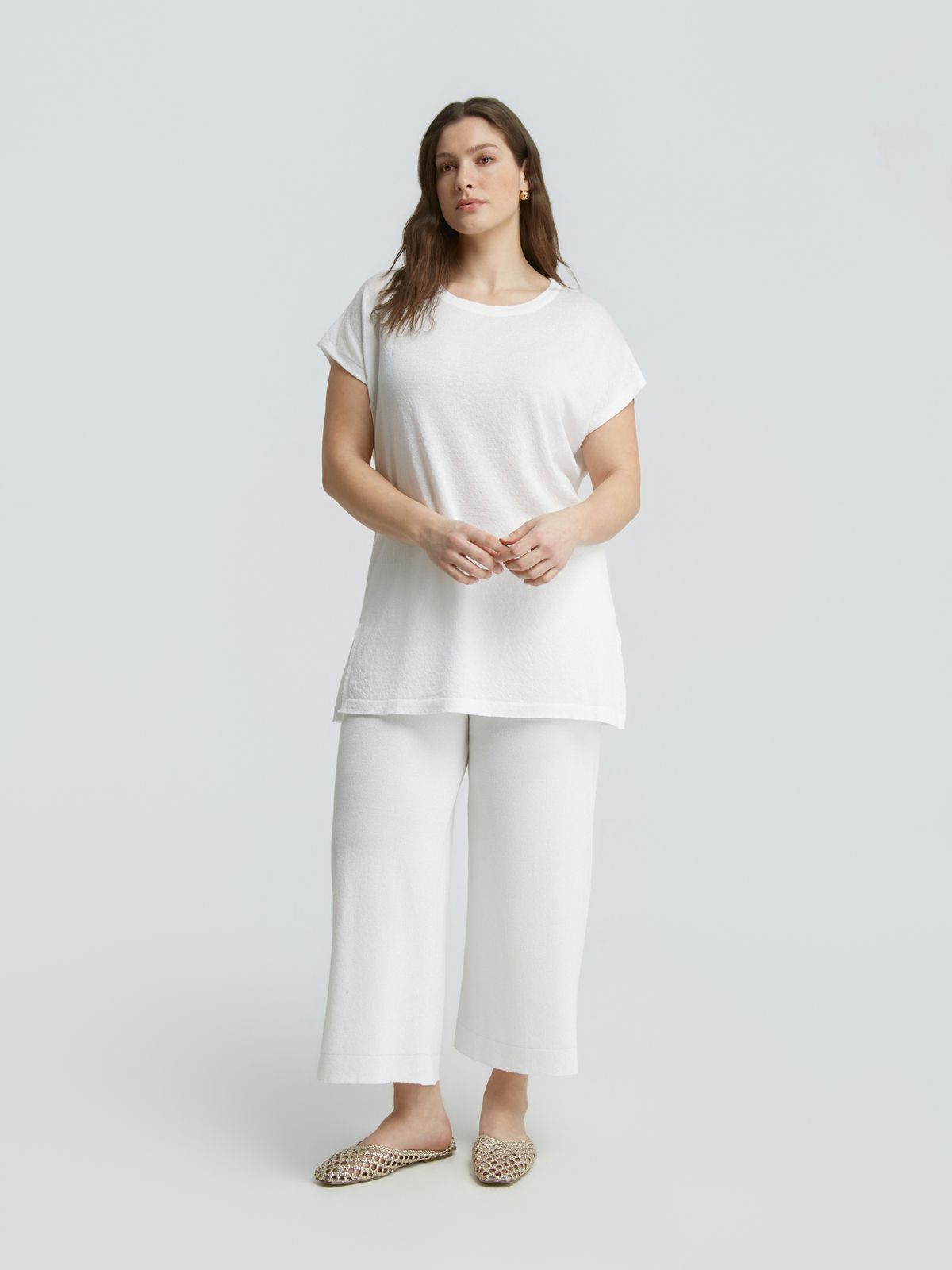 Knit longline top with lurex