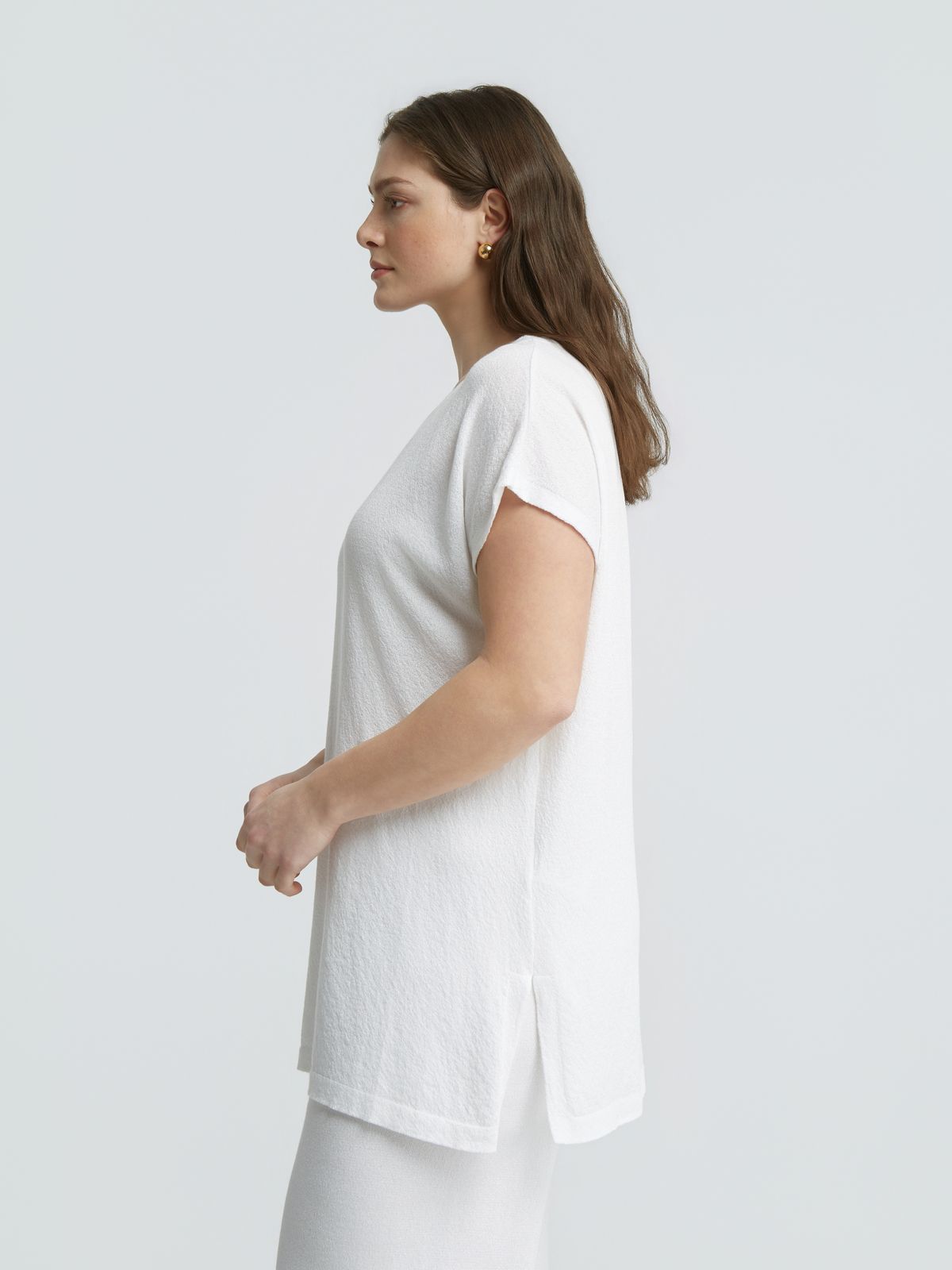 Knit longline top with lurex