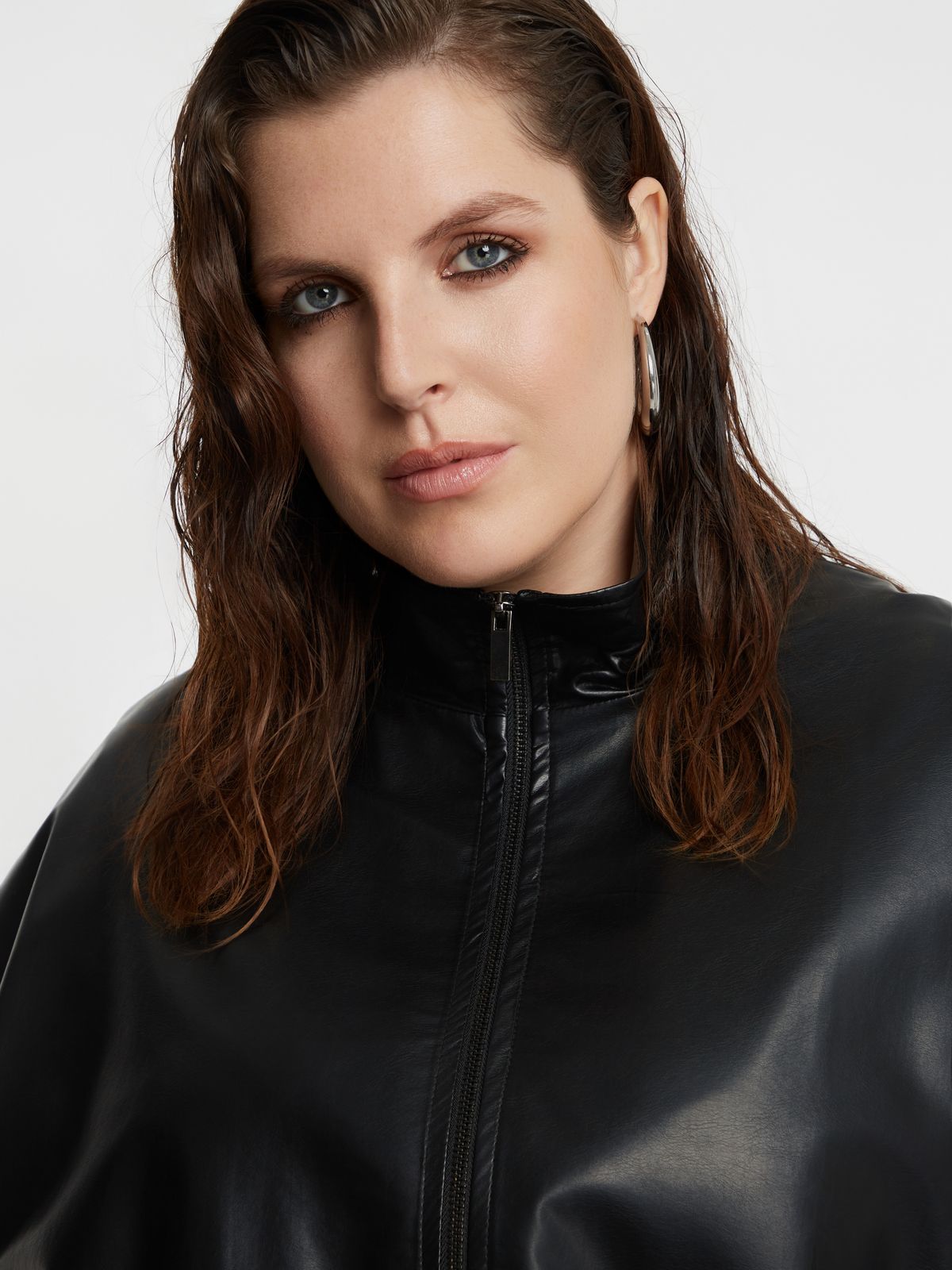 Leather-look zip jacket