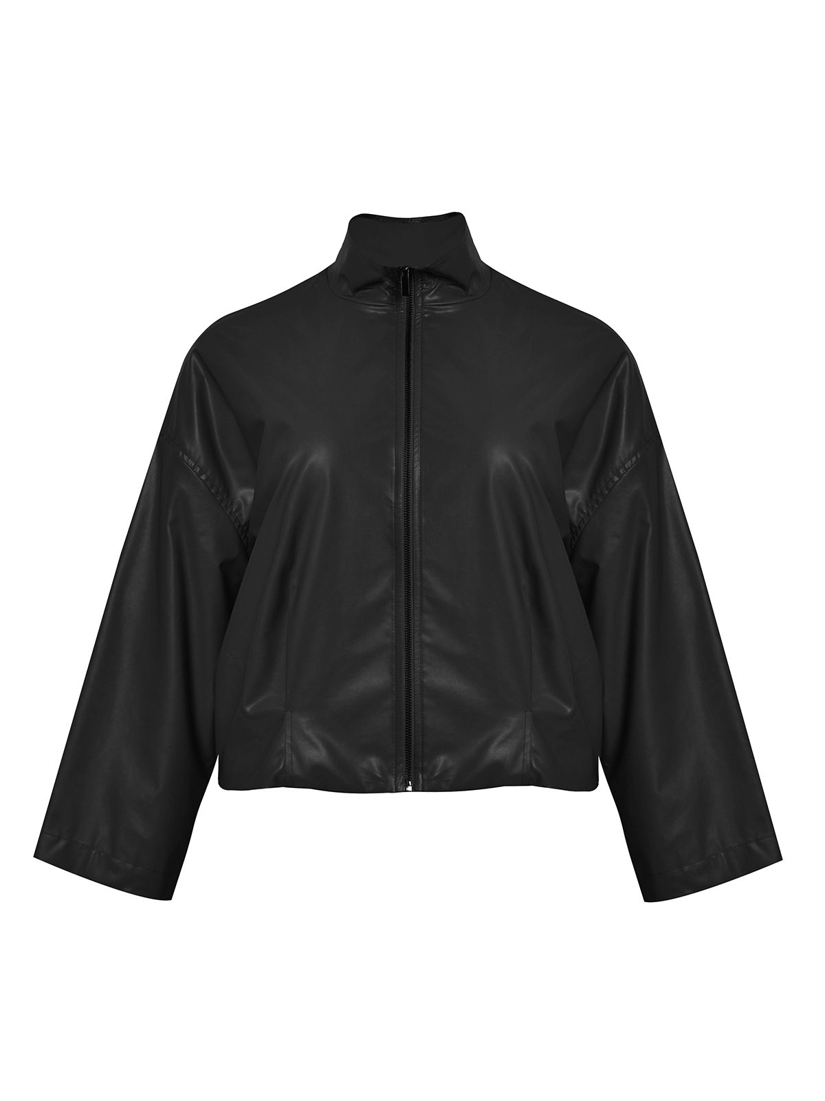 Mat Fashion Leather-look τζάκετ με φερμουάρ Μαυρο