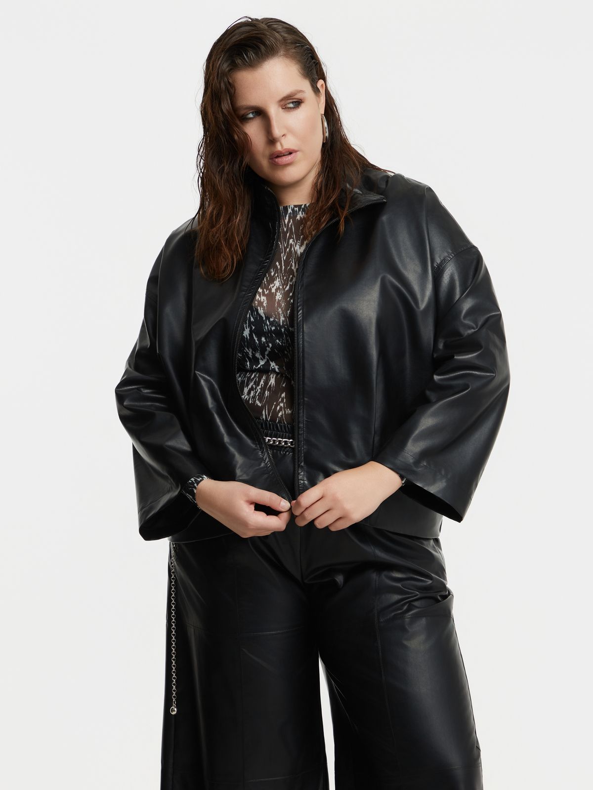 Leather-look zip jacket