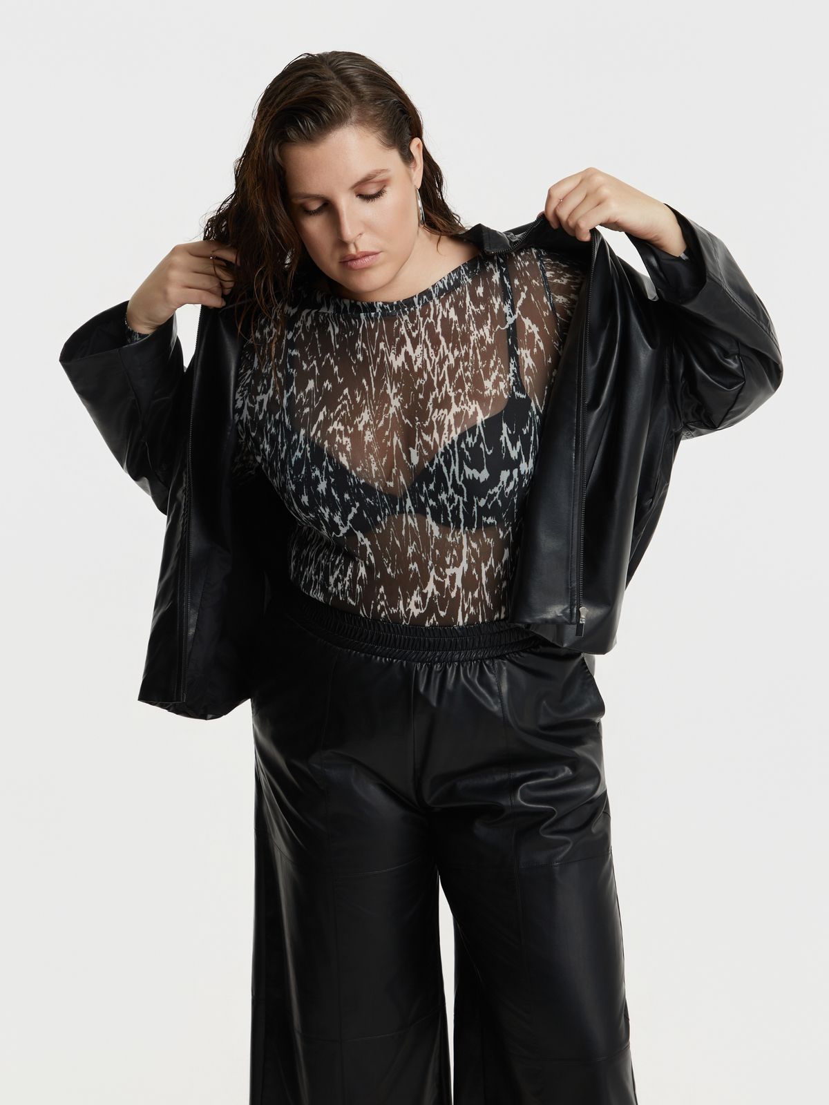 Leather-look zip jacket