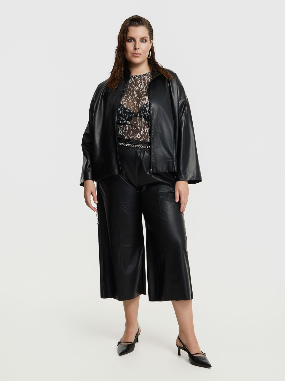 Leather-look zip jacket