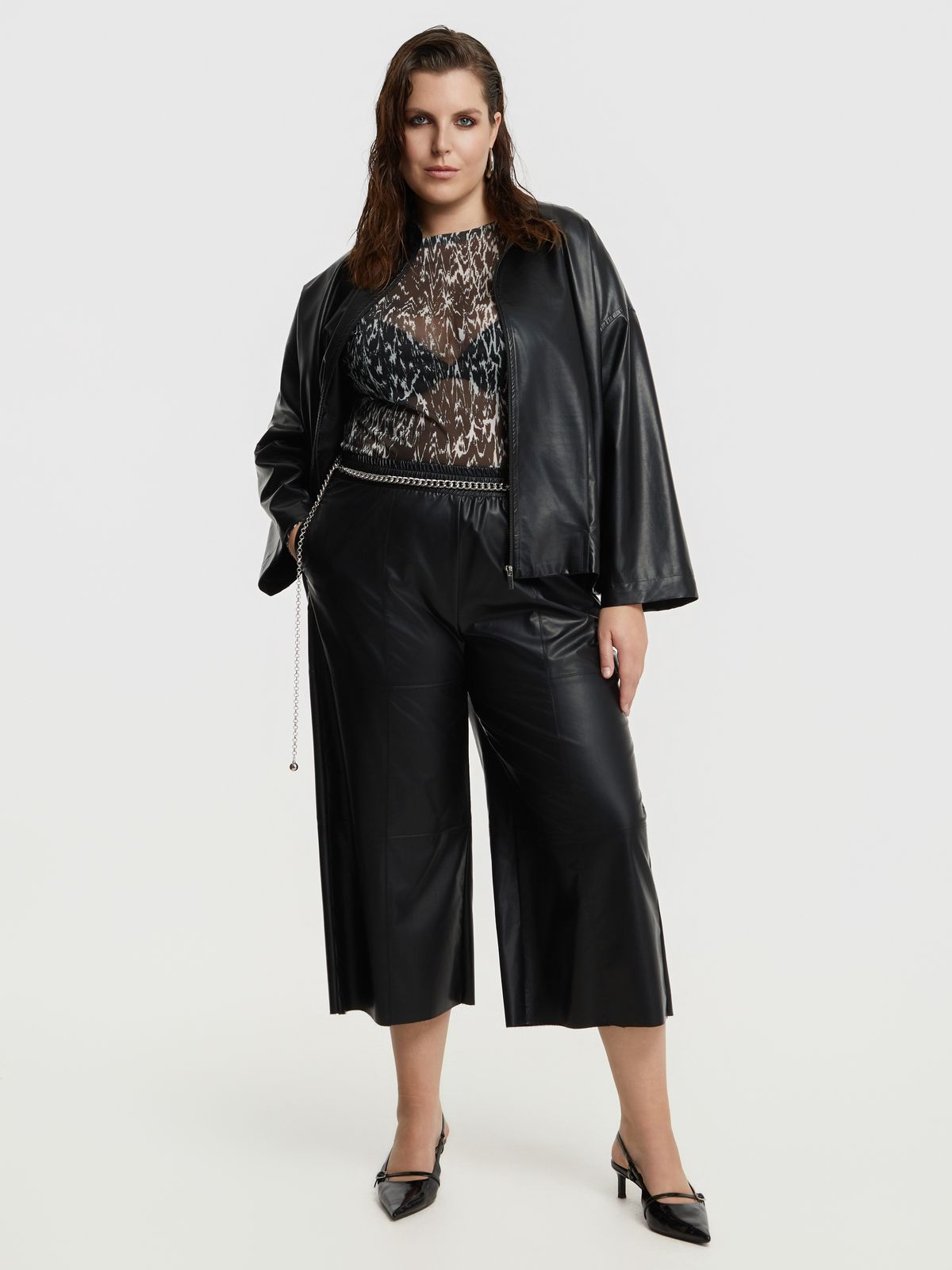 Leather-look zip jacket