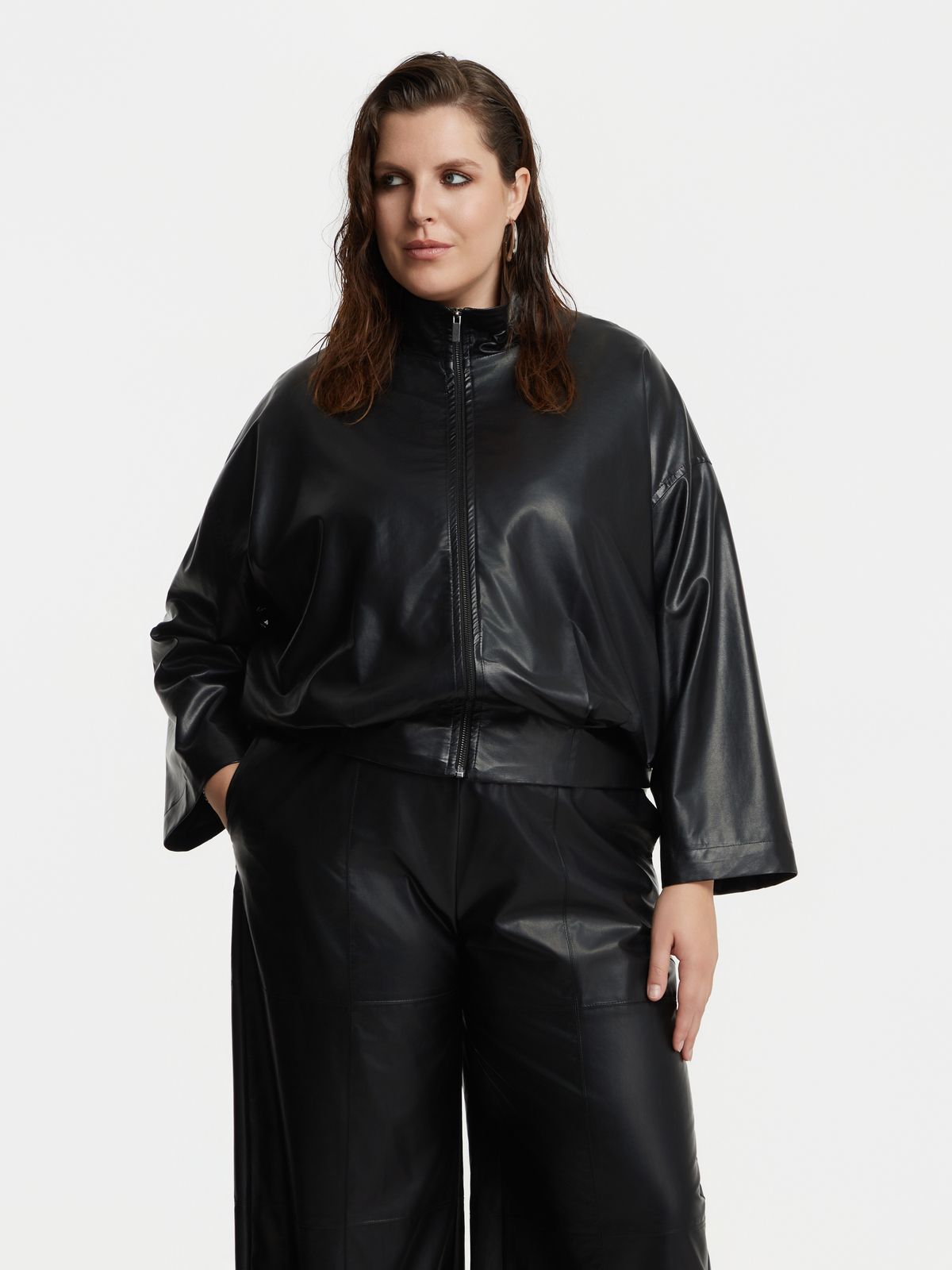 Leather-look zip jacket