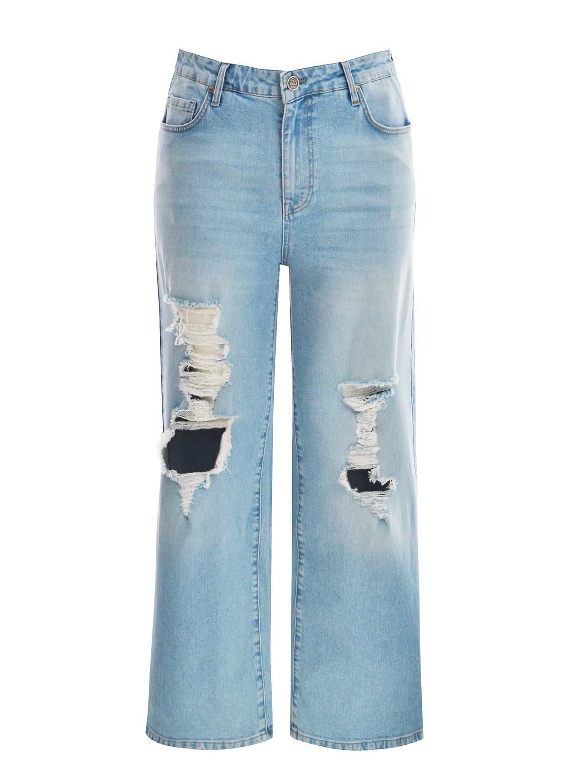 Mat Fashion Τζιν wide-leg με σκισίματα Μπλε