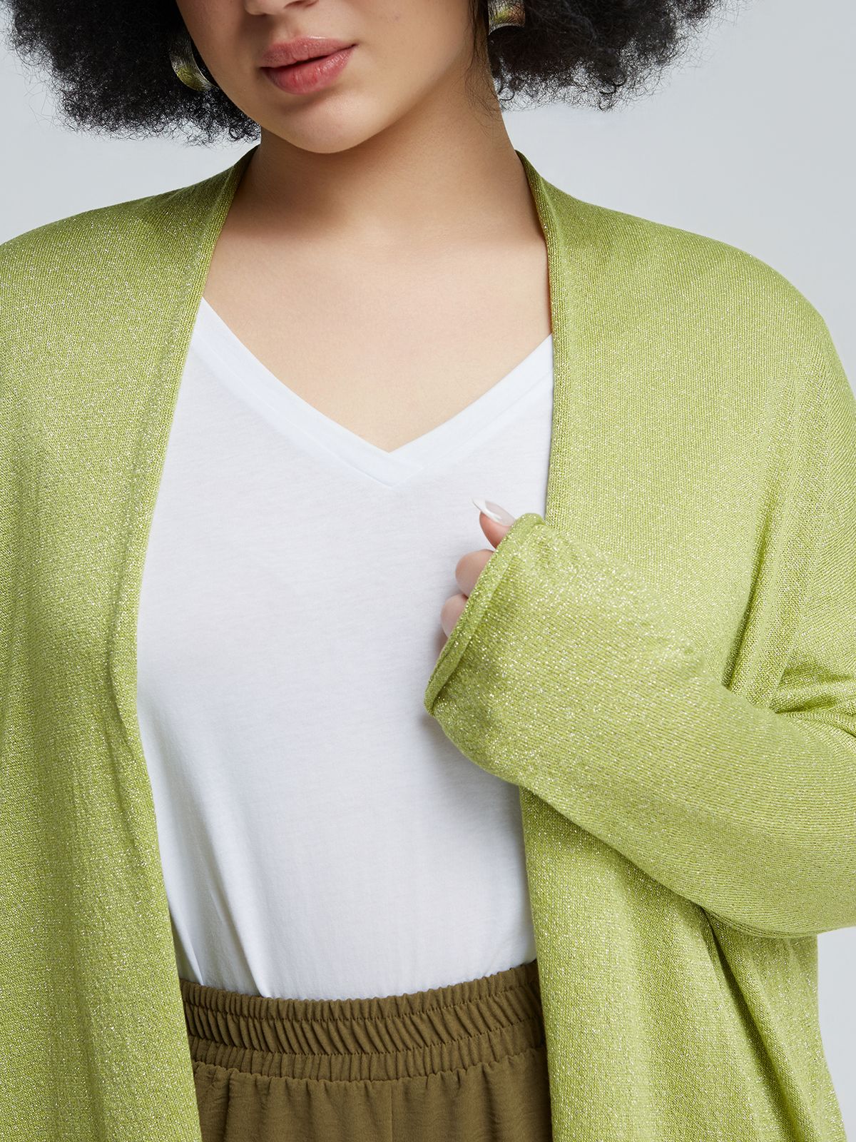 Lurex knit long cardigan
