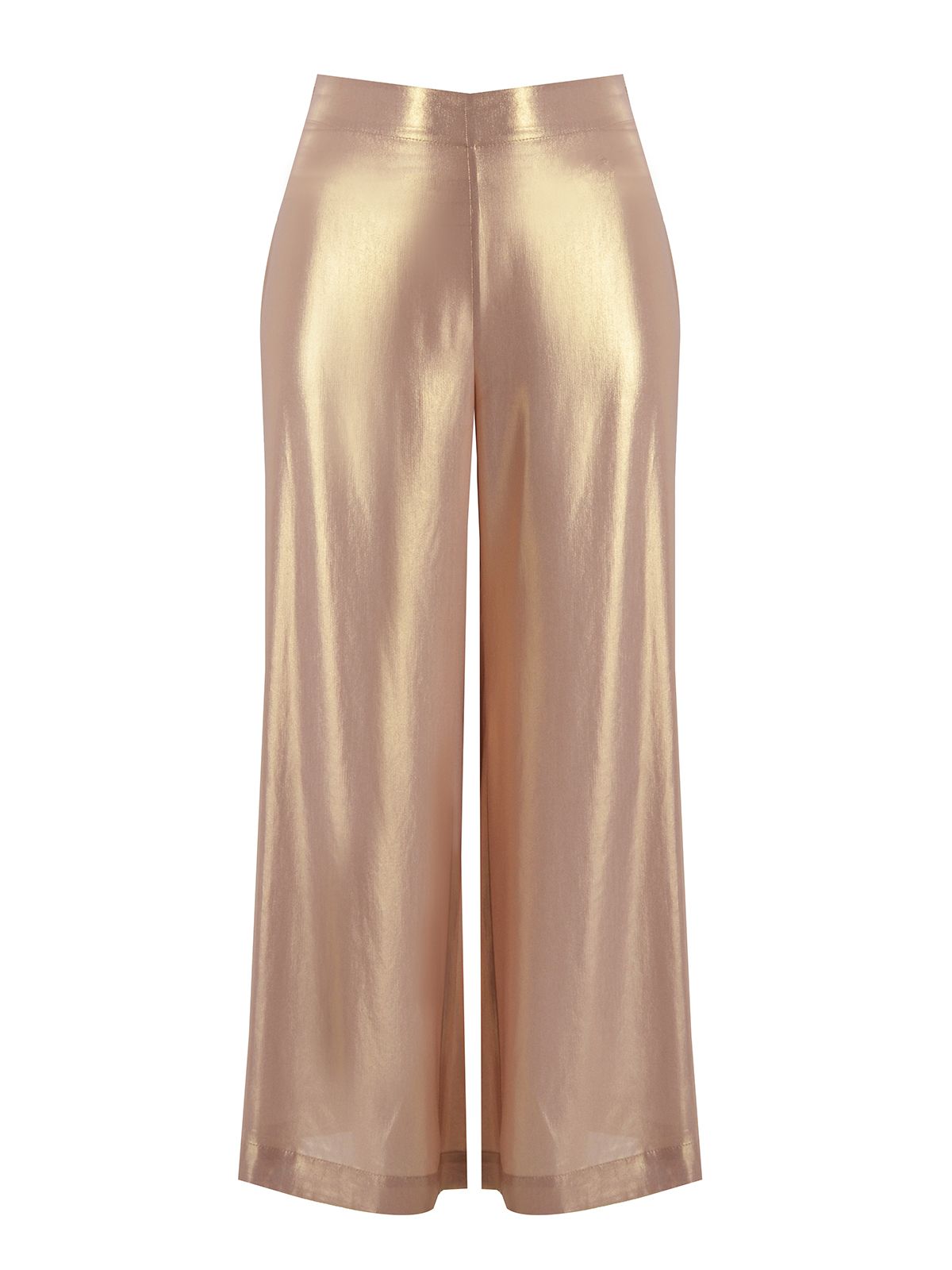 Mat Fashion Metallic gold παντελόνα με ελαστική μέση Χρυσο