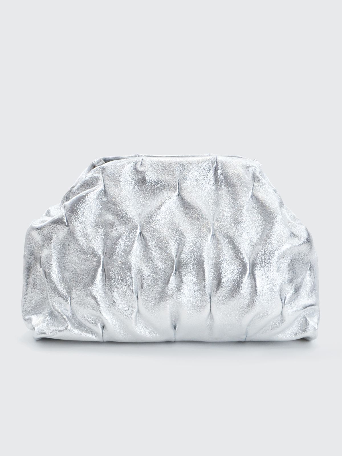 Mat Fashion Δερμάτινη τσάντα φάκελος metallic με ανάγλυφη υφή Ασημι