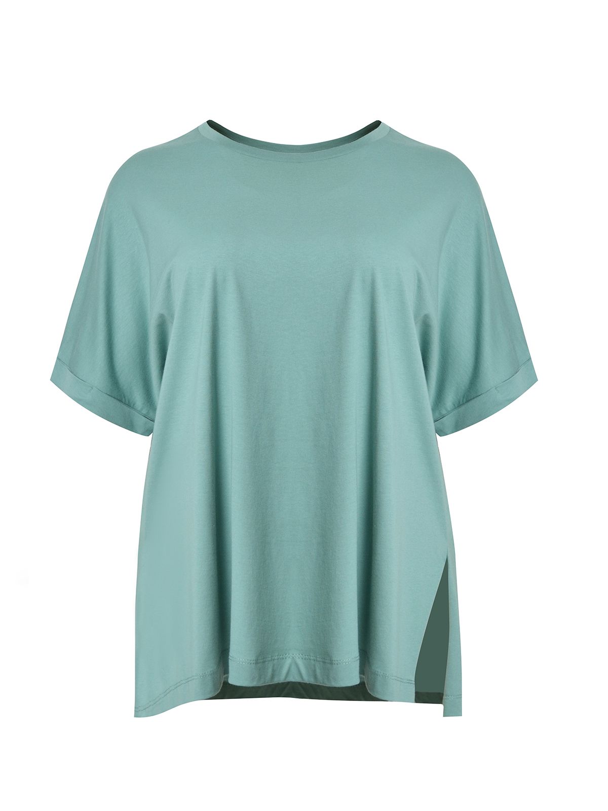 Mat Fashion Βαμβακερό t-shirt με άνοιγμα στο τελείωμα Πρασινο