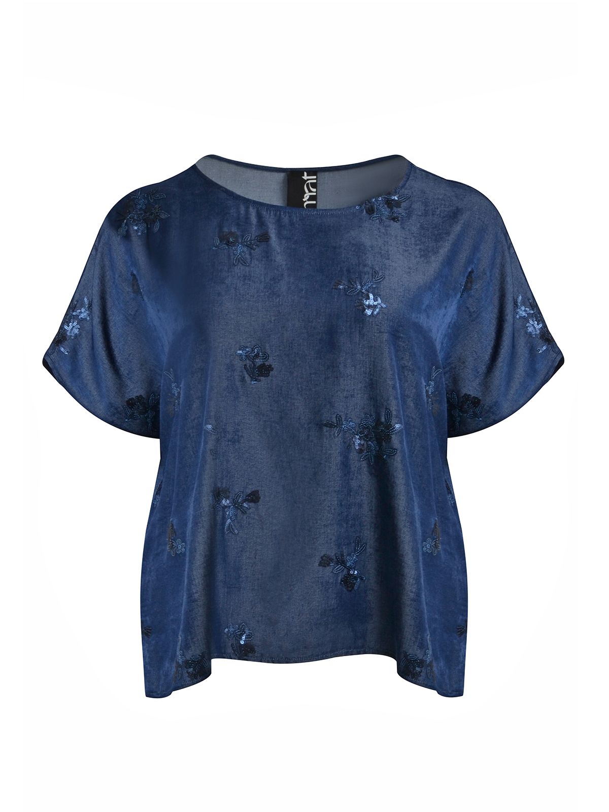 Mat Fashion Short-sleeve blouse with sequin embroidery Blue