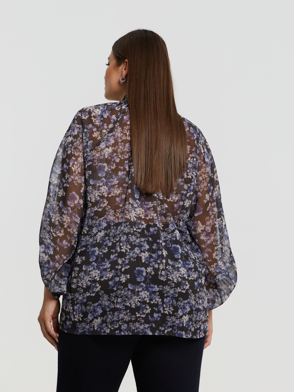 Sheer floral blouse with lurex detail