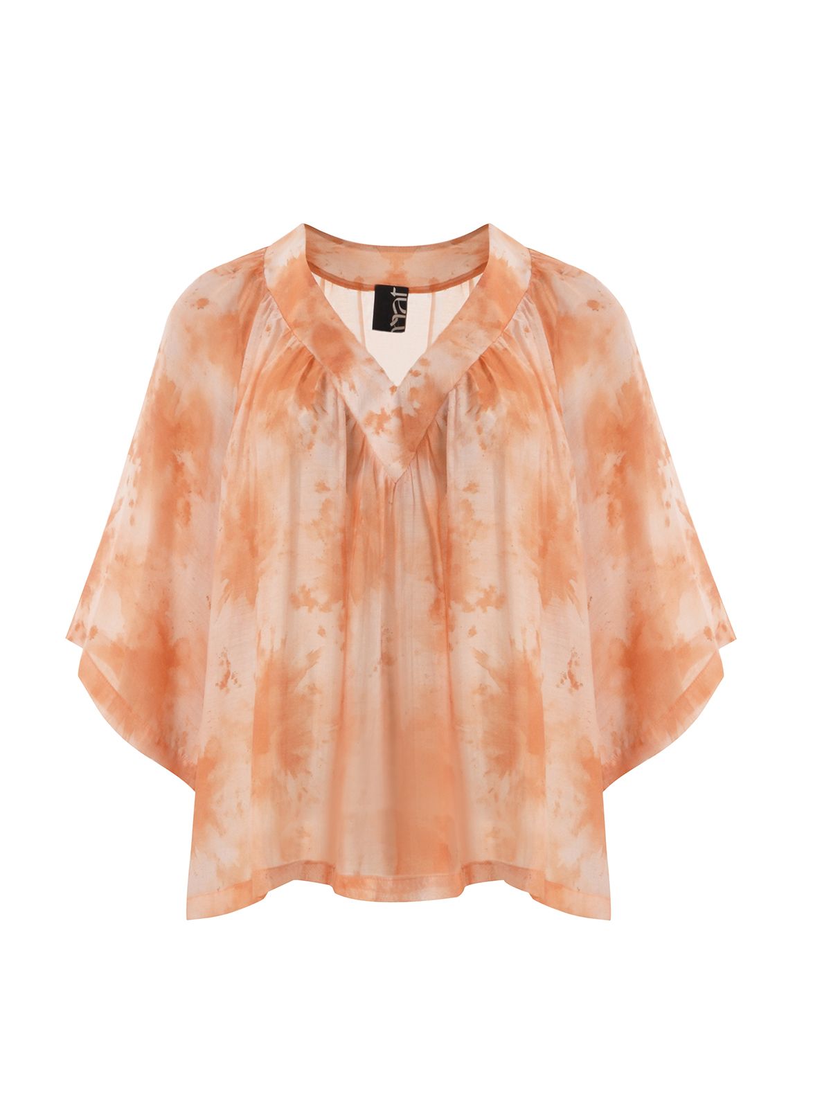 Mat Fashion Αέρινη μπλούζα tie-dye με V-λαιμόκοψη Πορτοκαλι