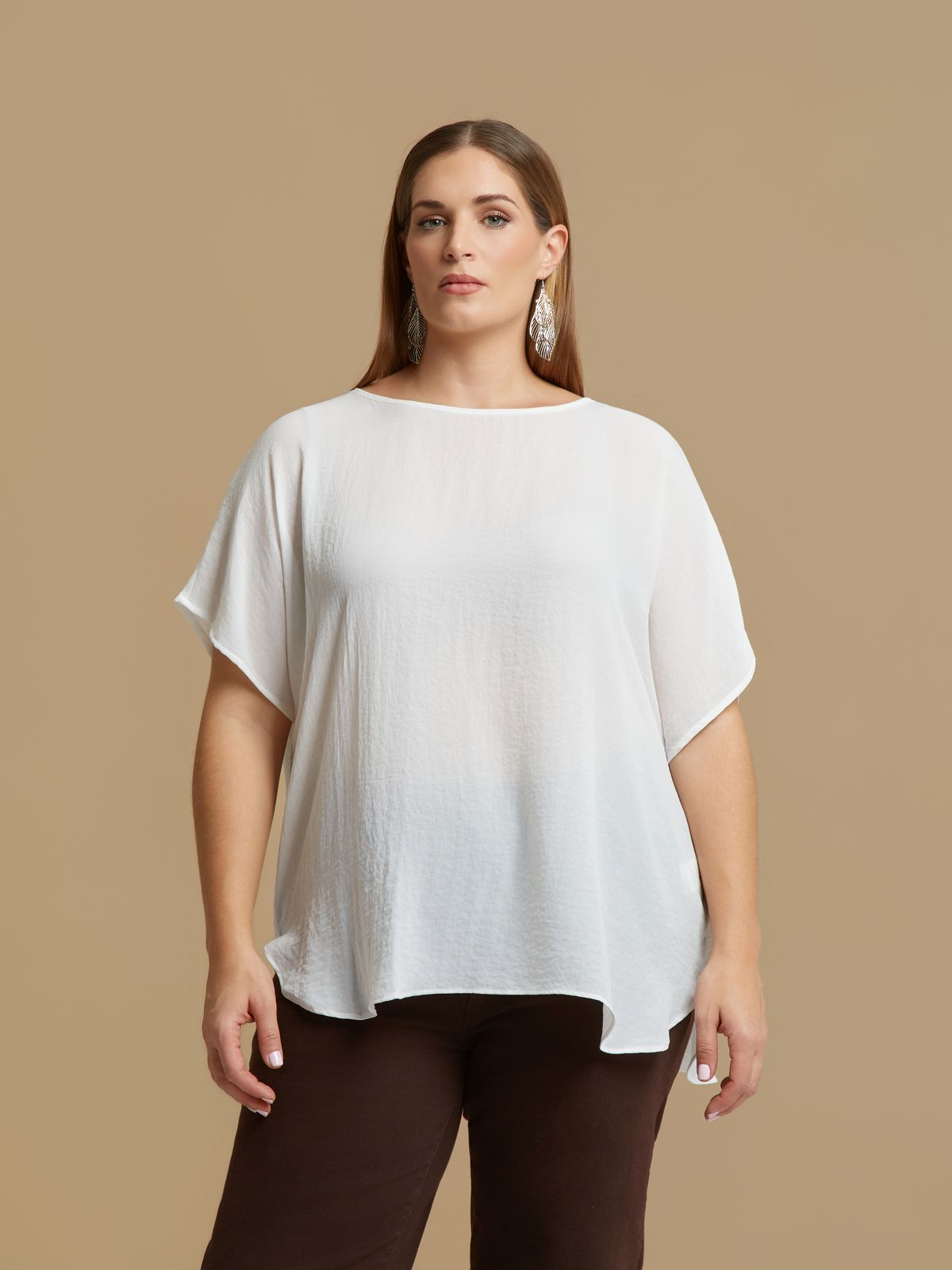 Crepe essential boat-neck top