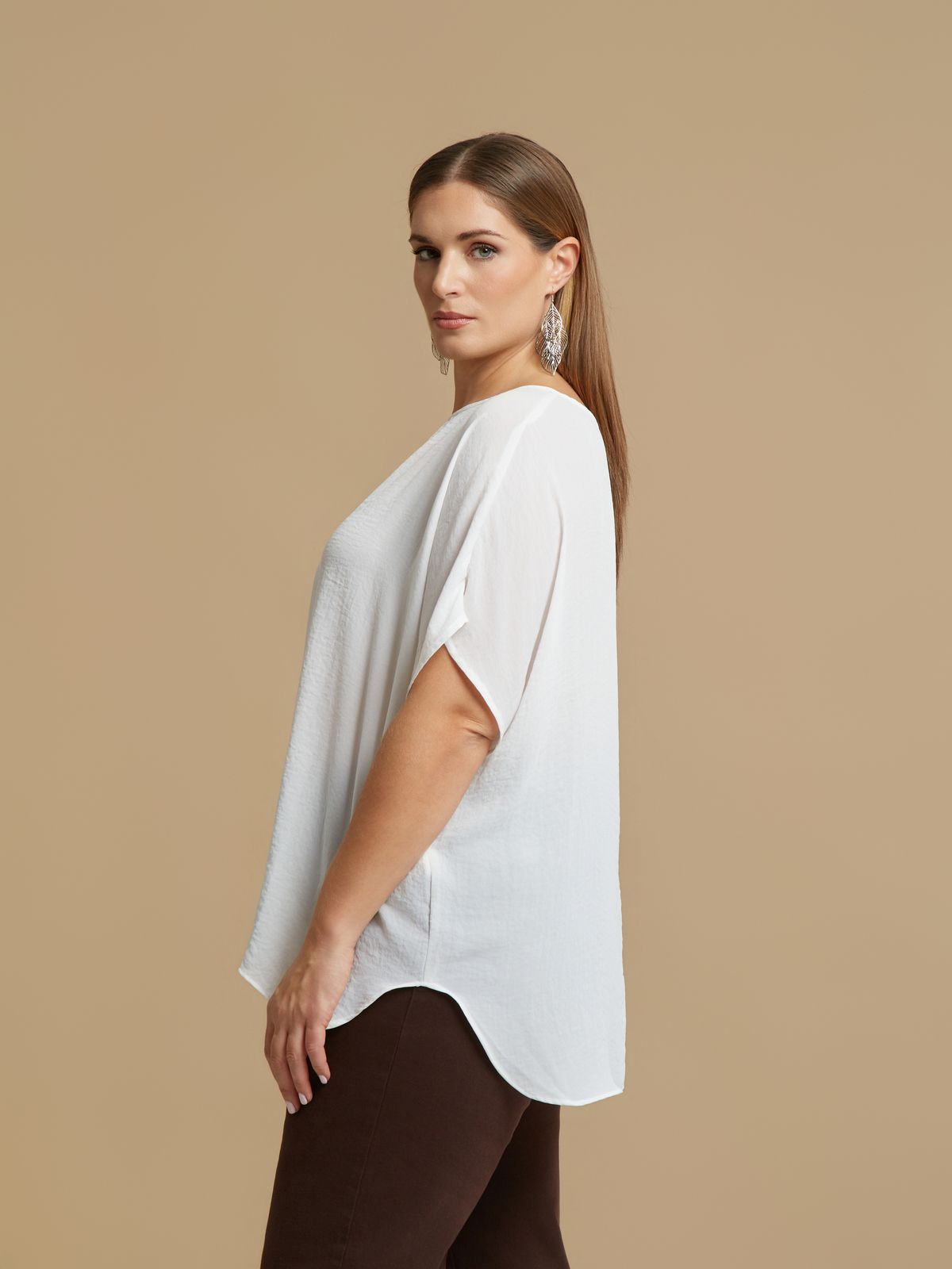 Crepe essential boat-neck top