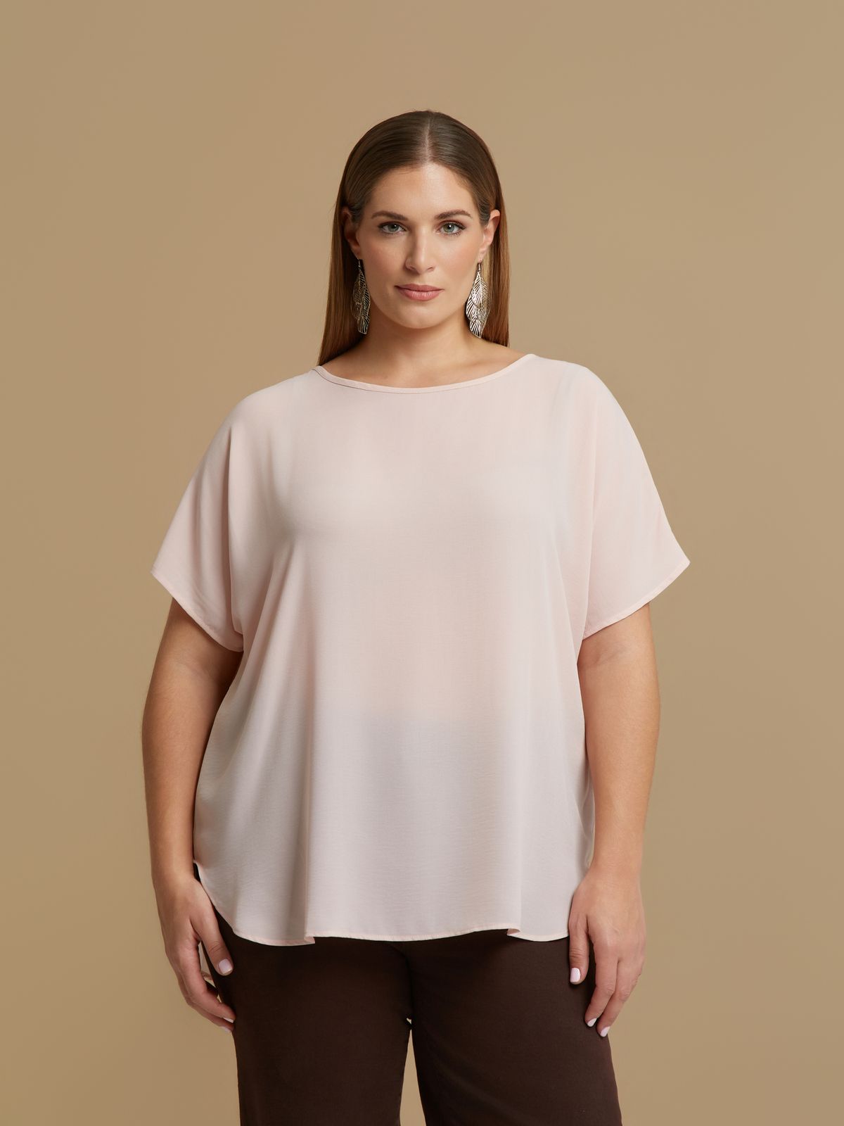 Crepe essential boat-neck top
