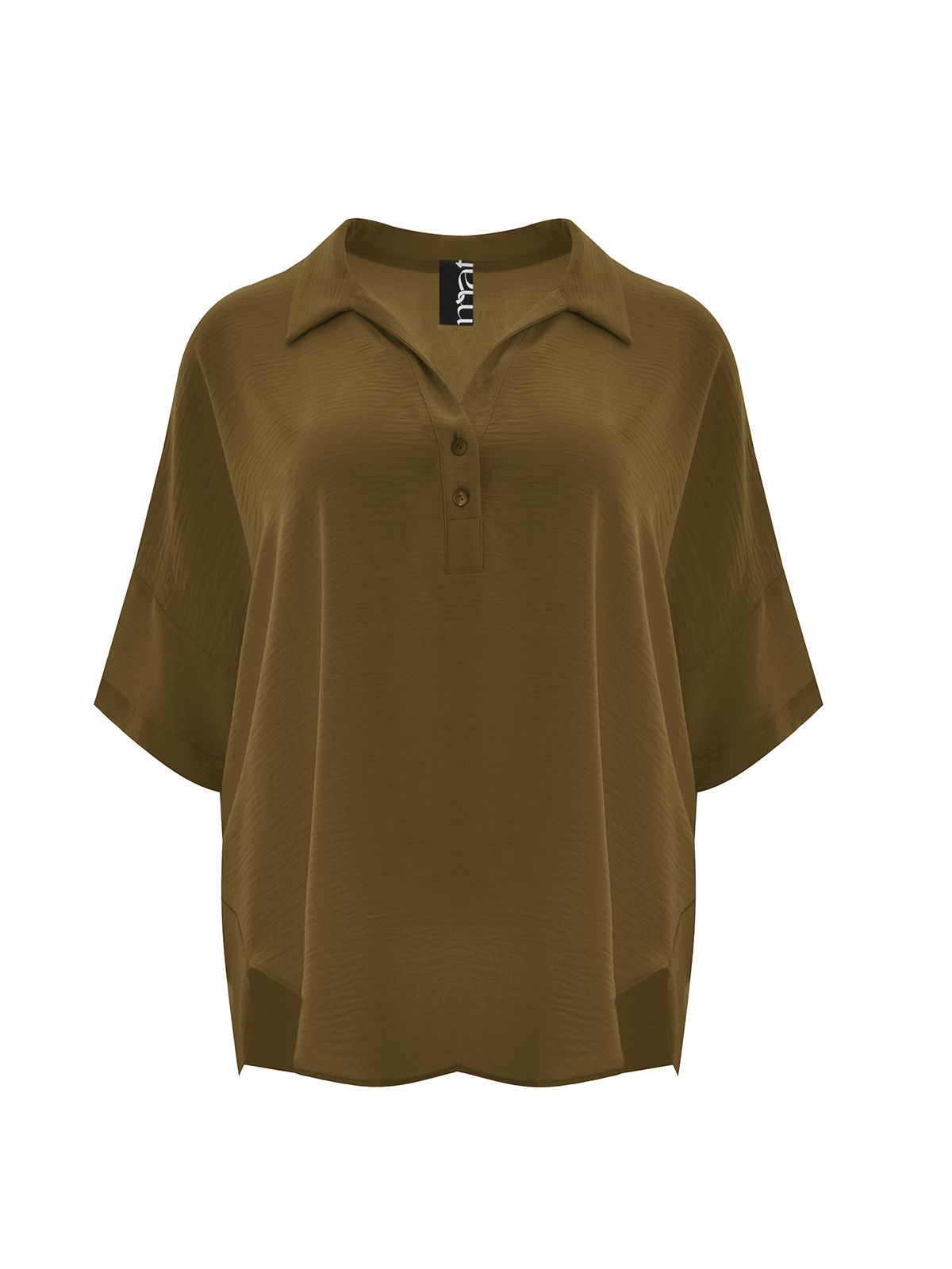 Airwashed crepe blouse with point collar