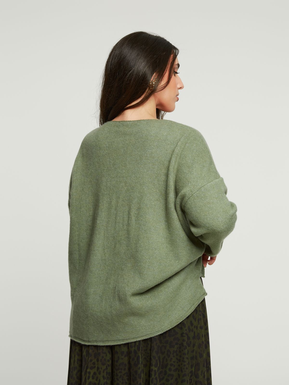 Relaxed fit knit sweater with V-neckline