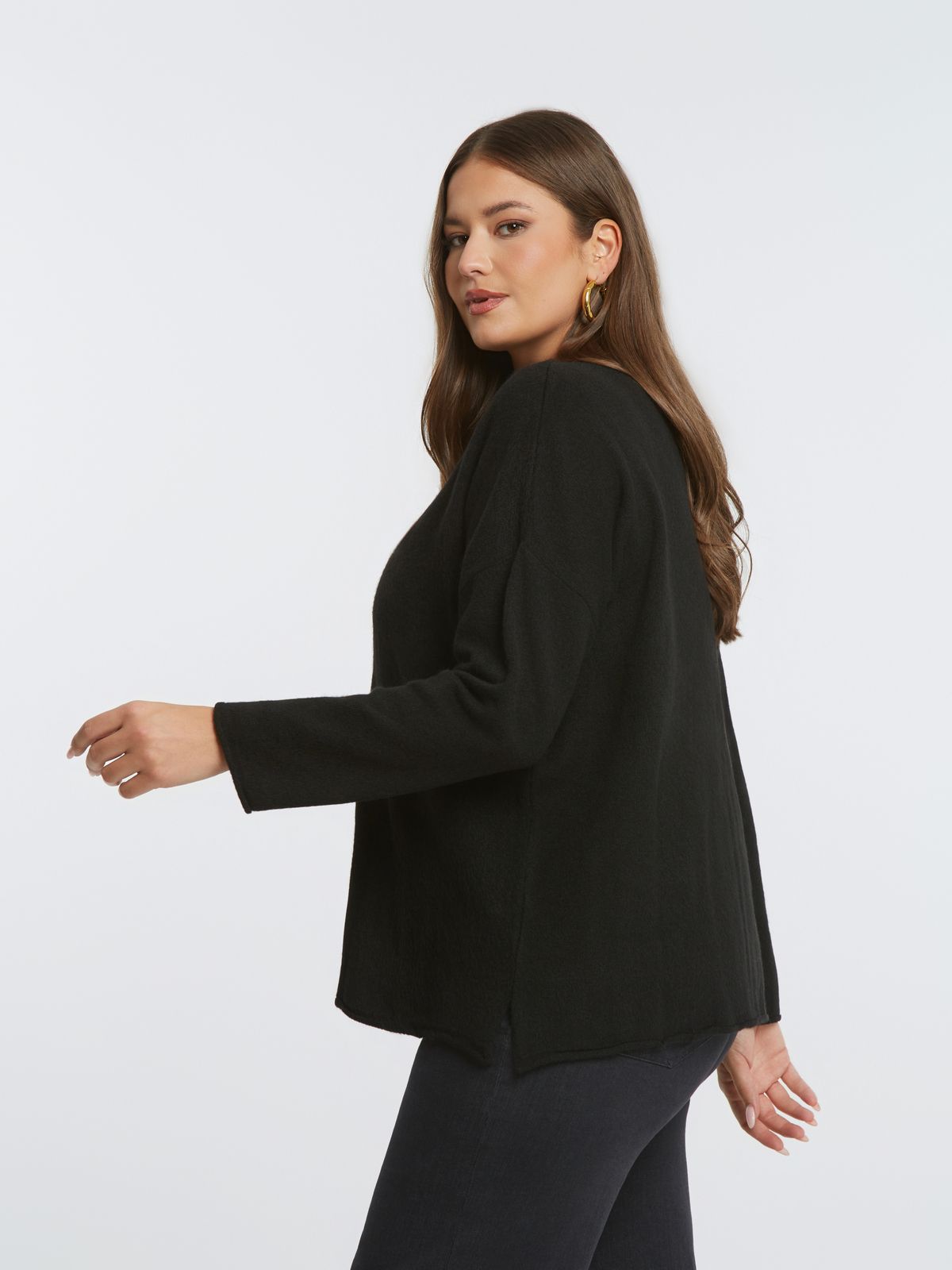 Relaxed fit knit sweater with V-neckline
