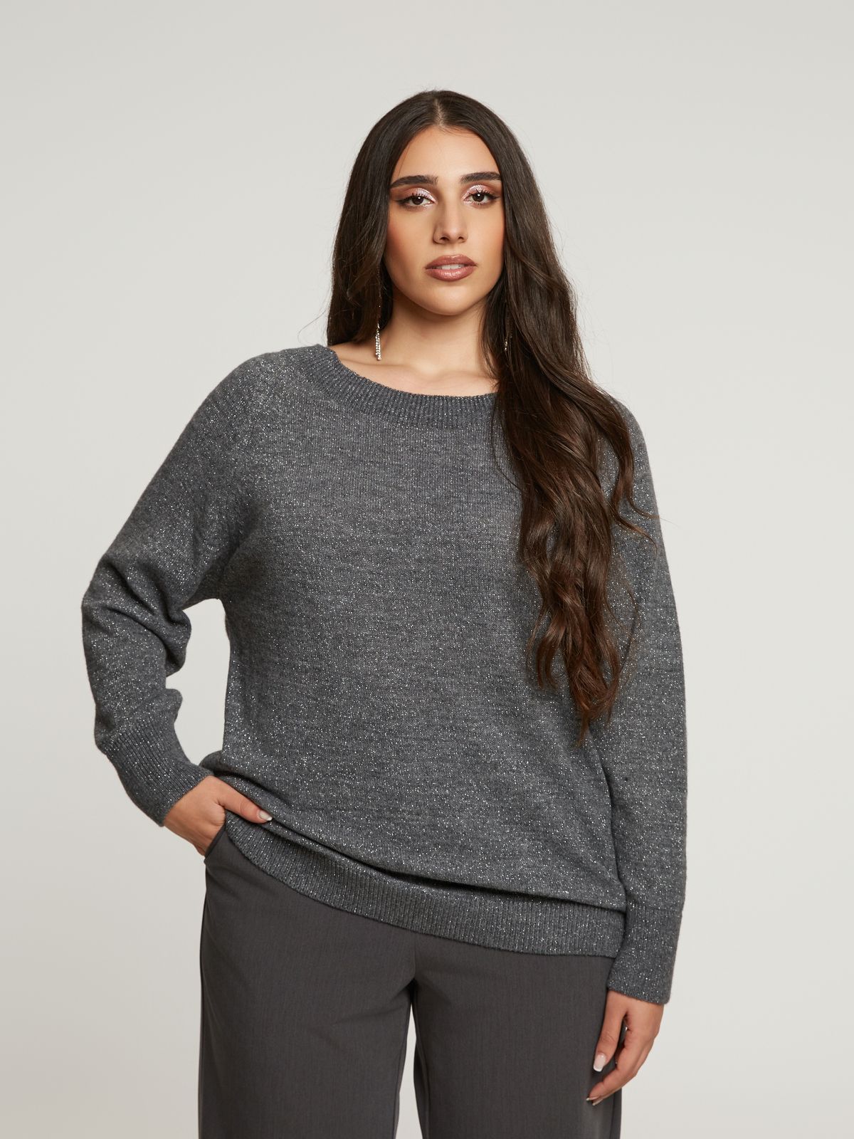 Wool-blend boat-neck sweater