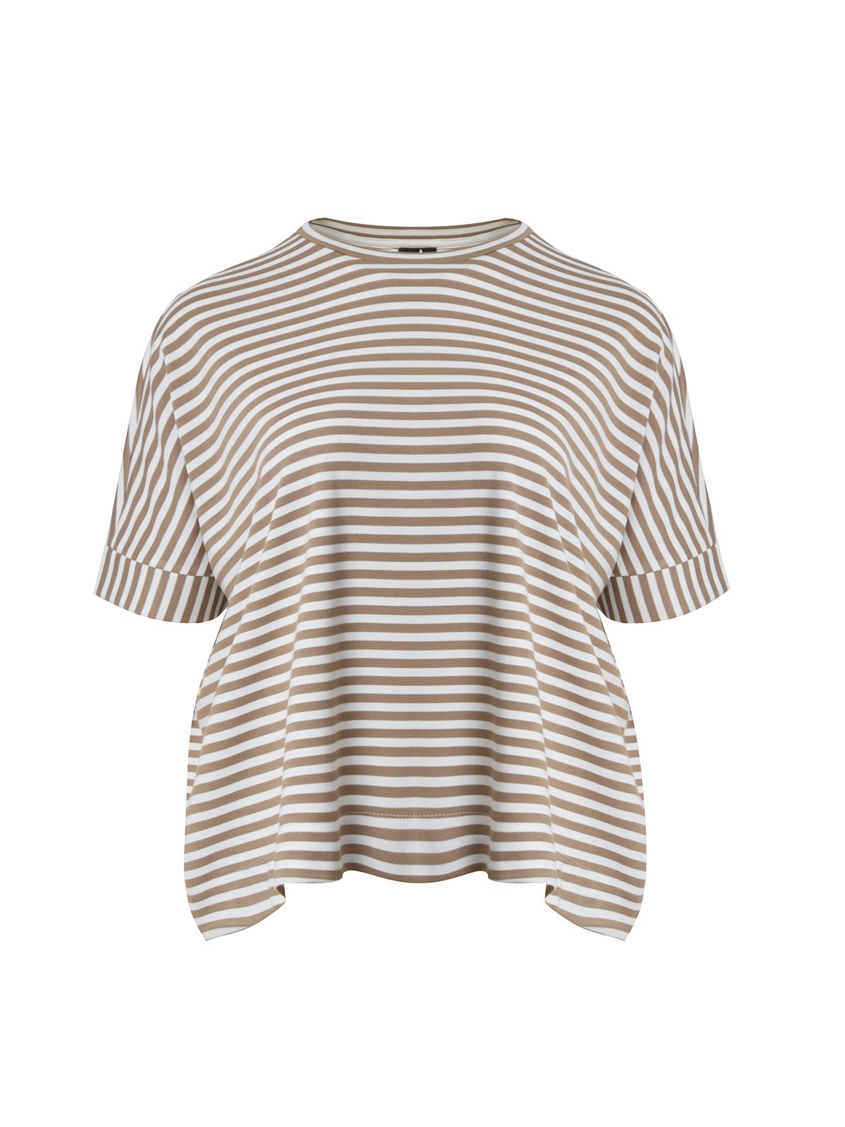 Mat Fashion Striped boxy viscose-blend top White, Beige