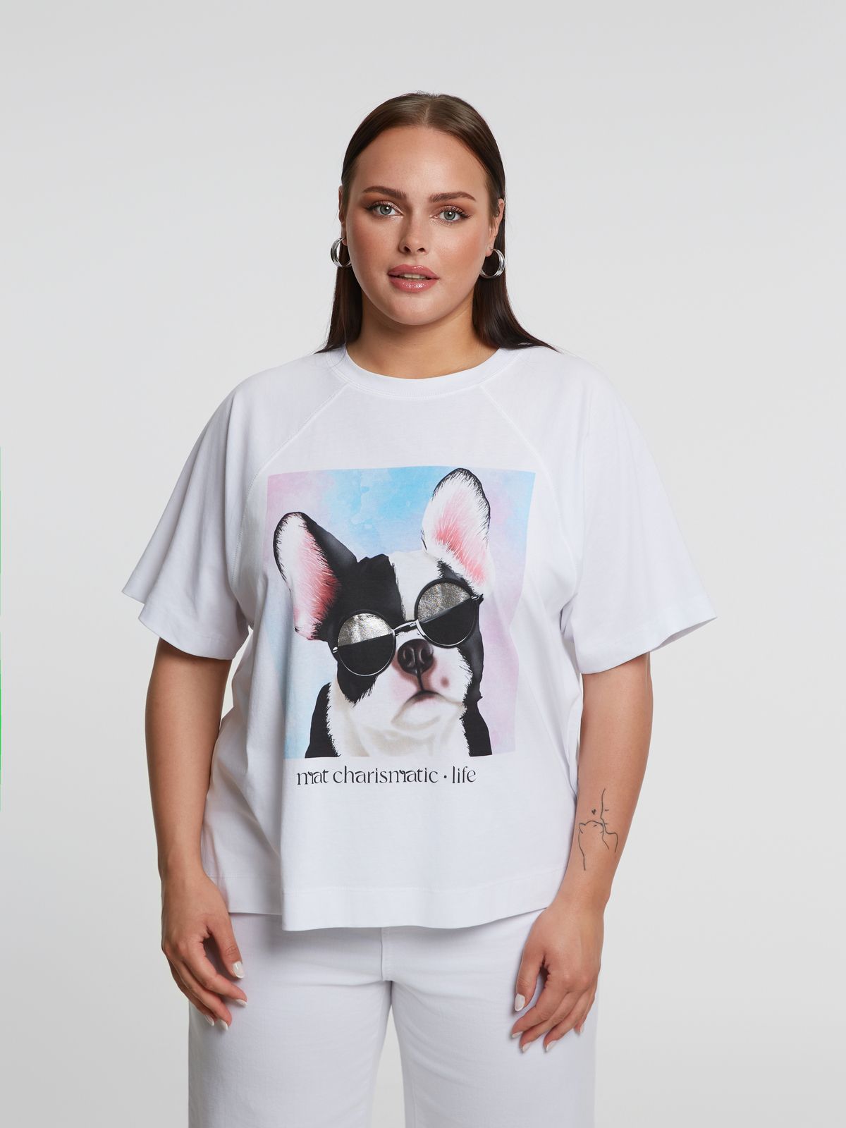 Cotton t-shirt with graphic frenchie dog print