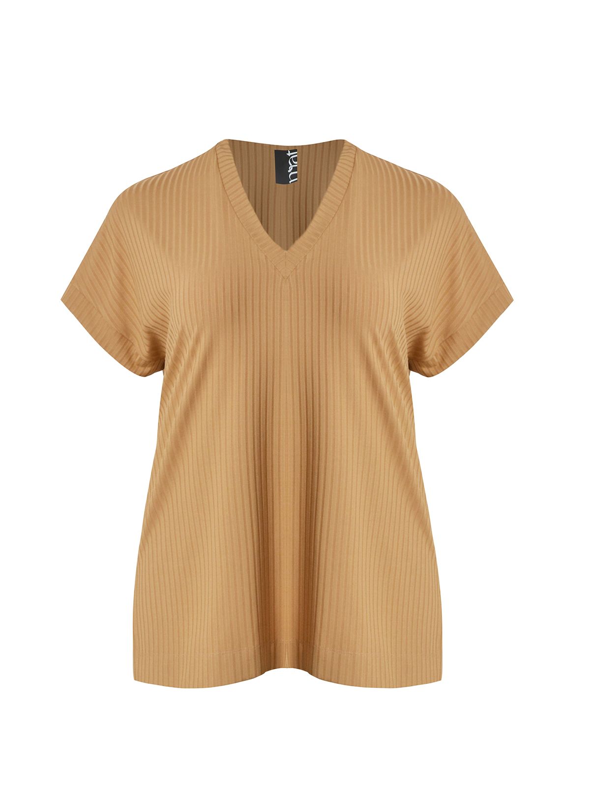 Mat Fashion Ribbed V-neck blouse Beige