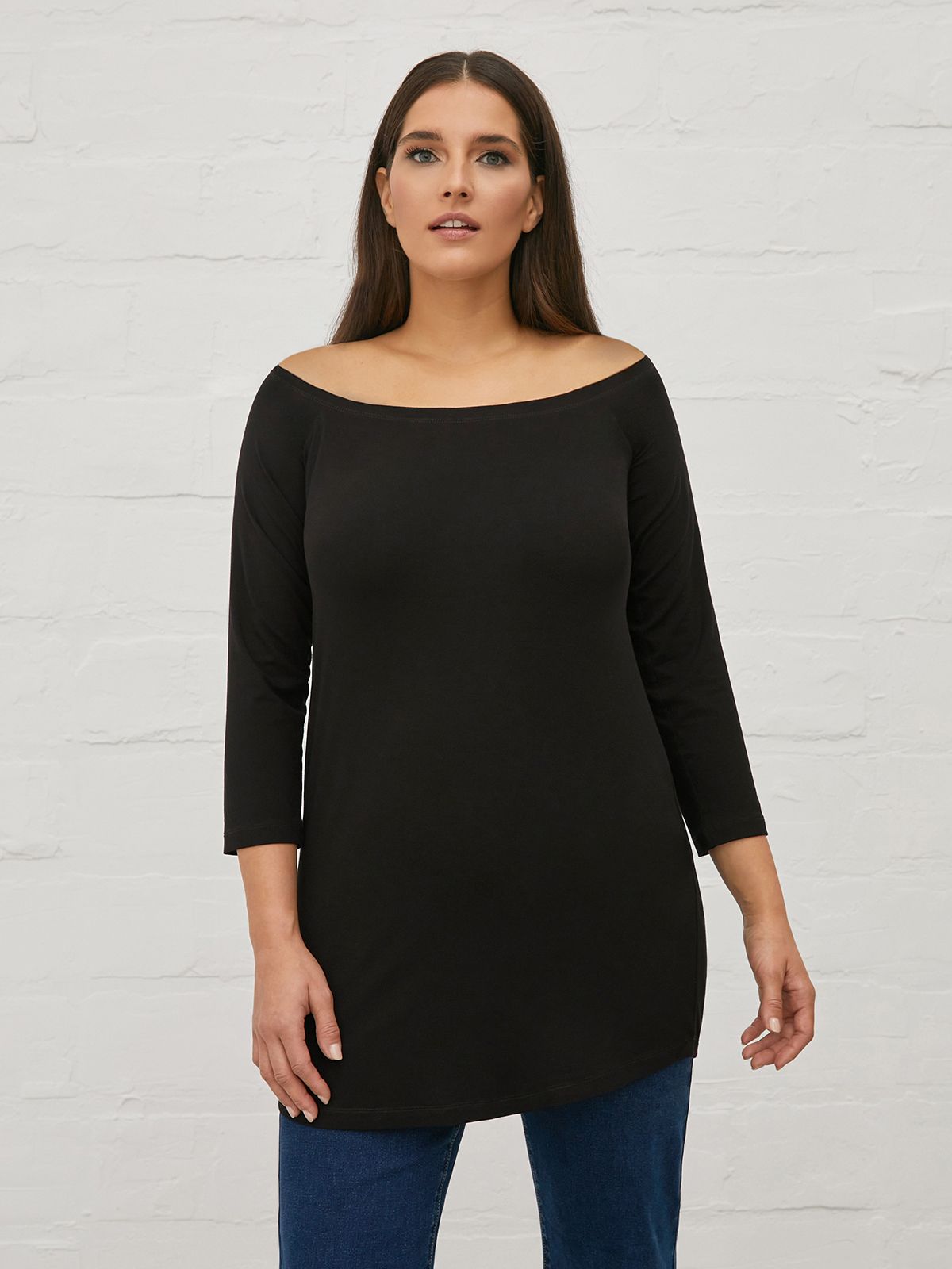 Mat Fashion Basic μπλουζοφόρεμα έξωμο Μαυρο