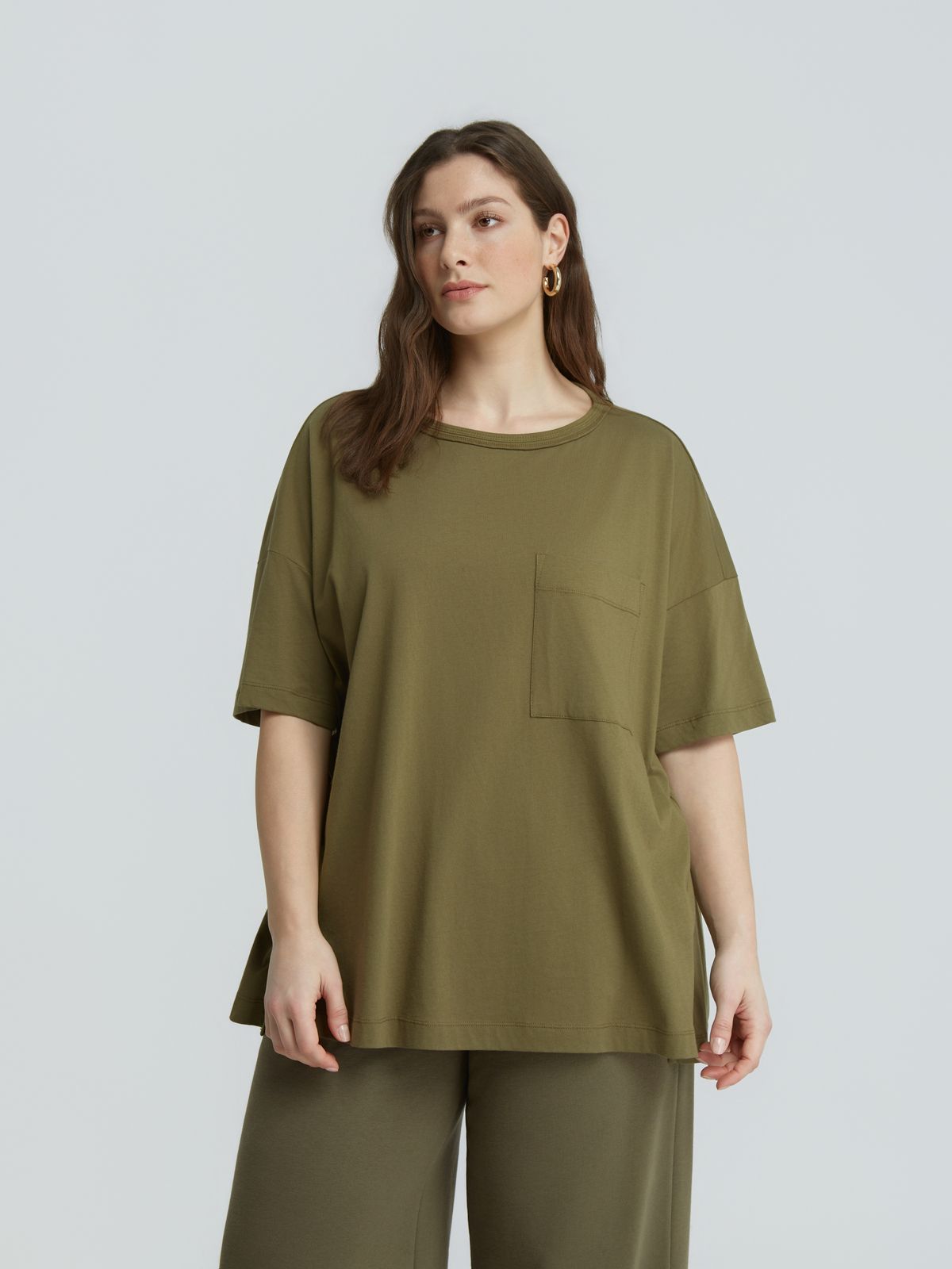 Oversized cotton t-shirt with subtle embroidery