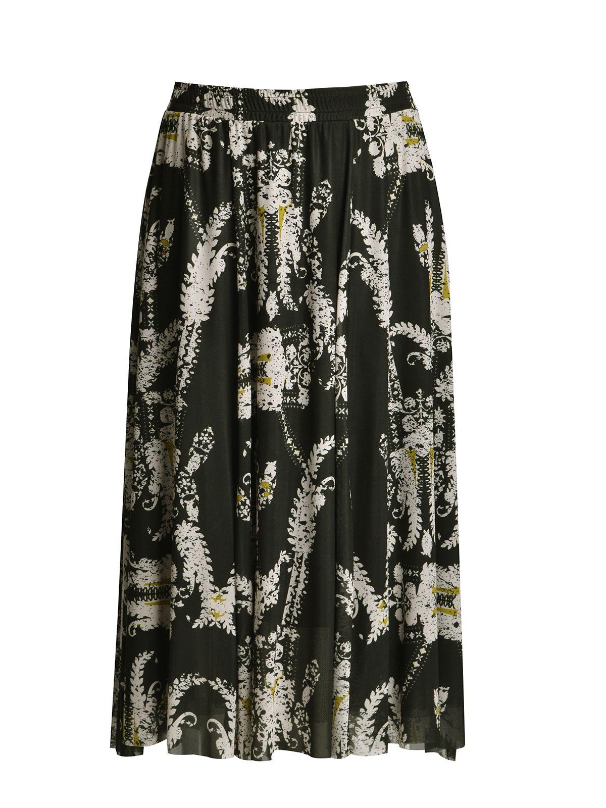 Mat Fashion Τούλινη φούστα με ελαστική μέση και paisley μοτίβο  Μαυρο, Πρασινο
