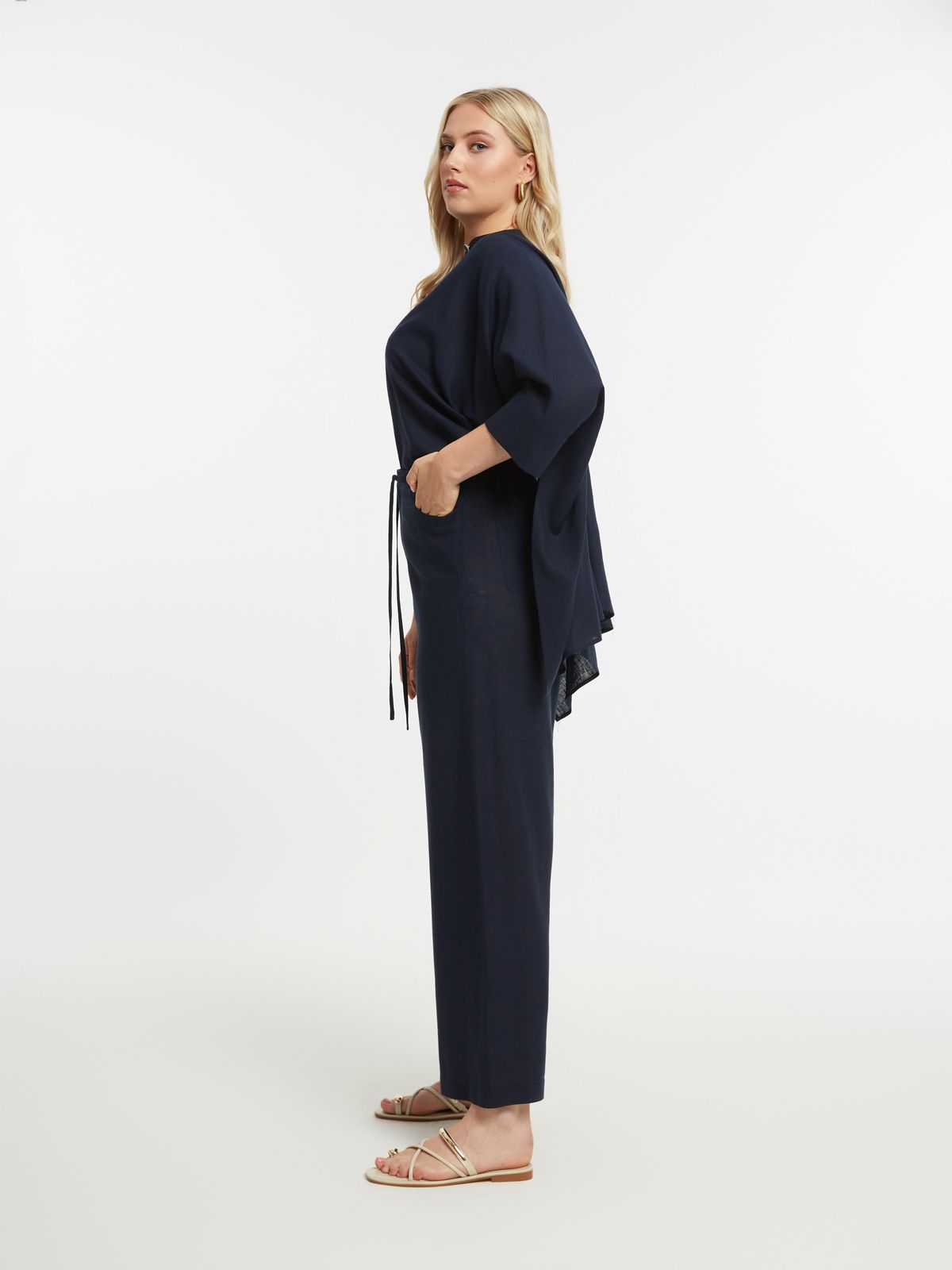 Wide-leg viscose-linen trousers