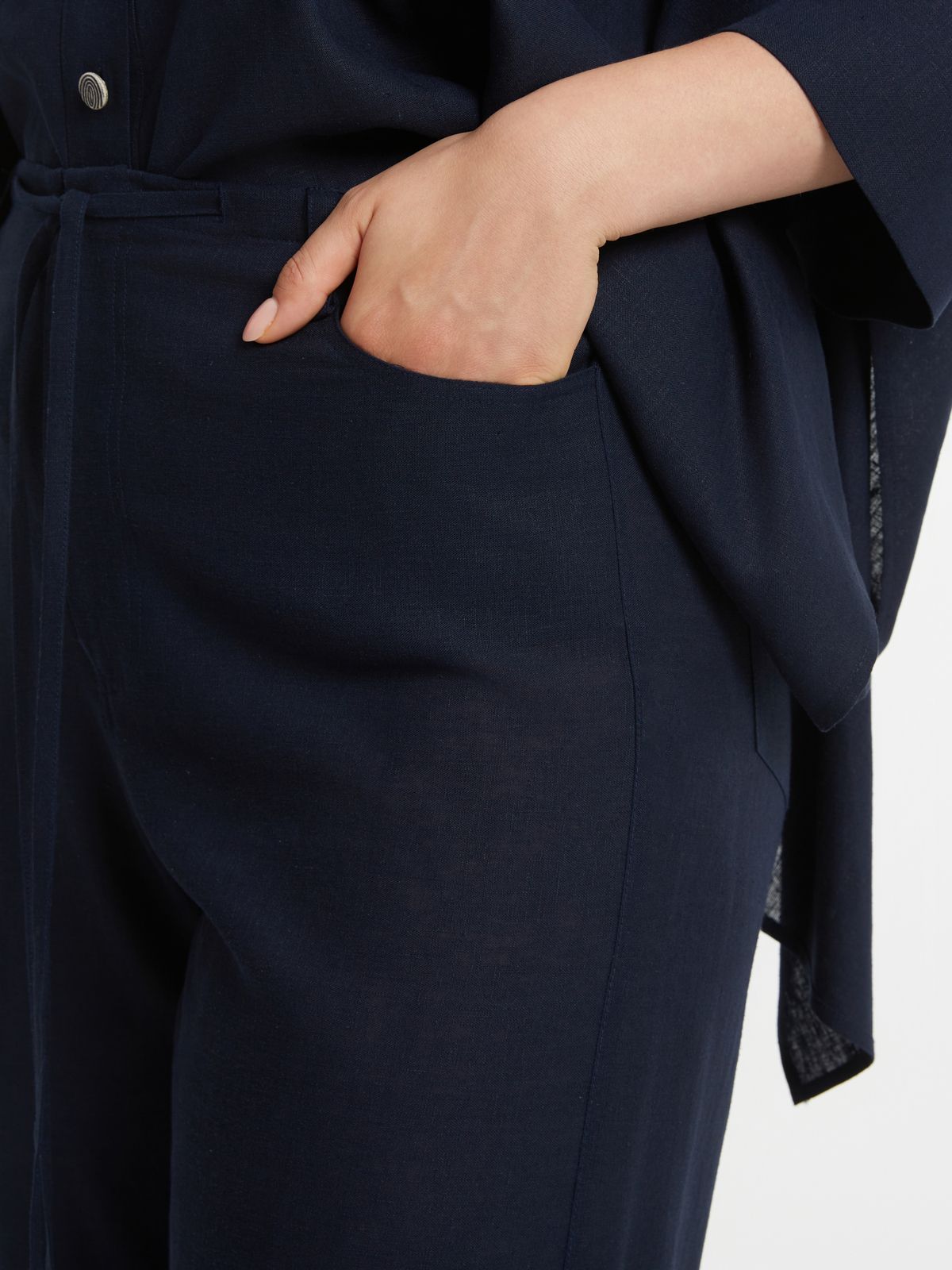 Wide-leg viscose-linen trousers