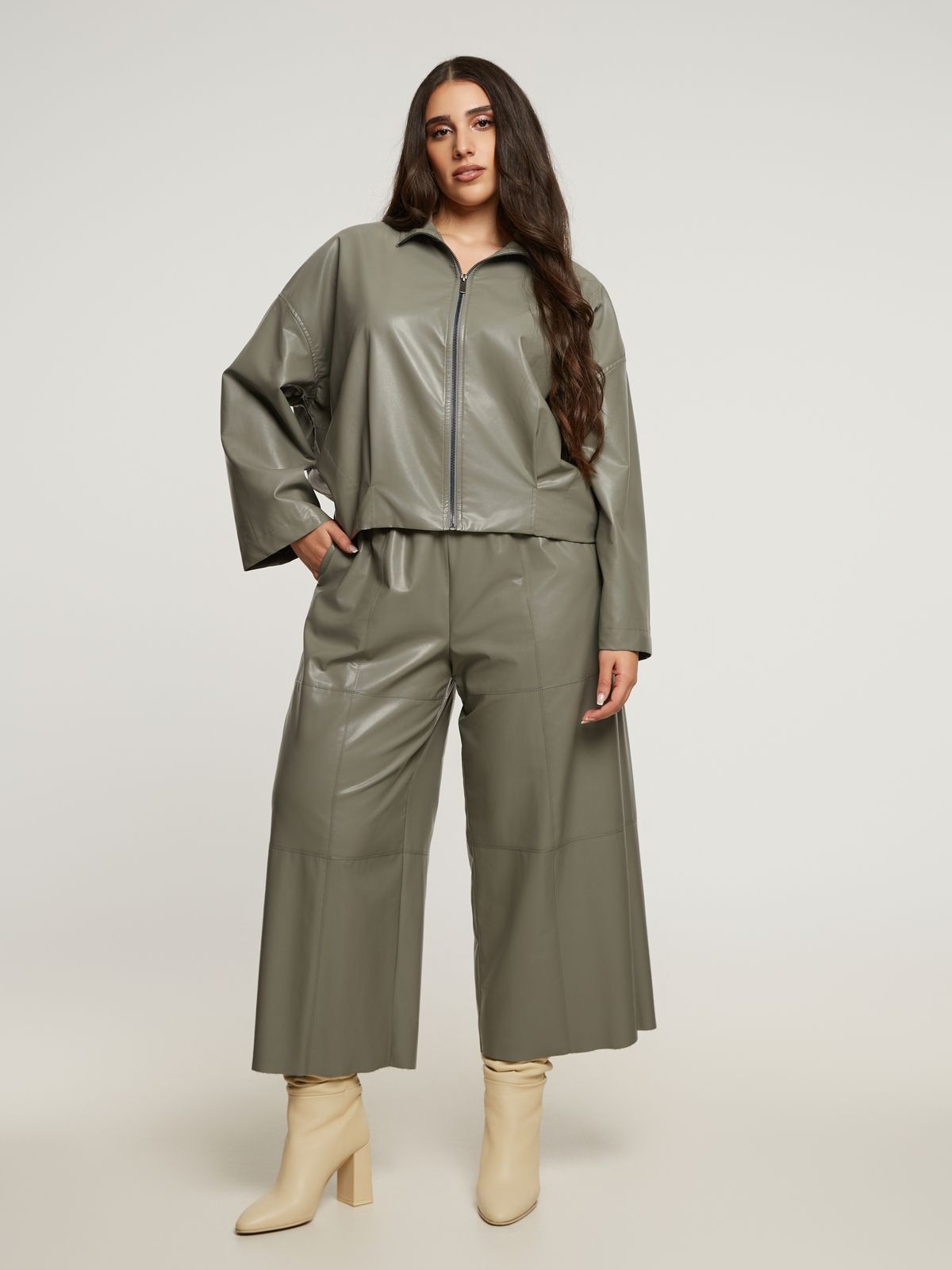 Leather-look zip jacket