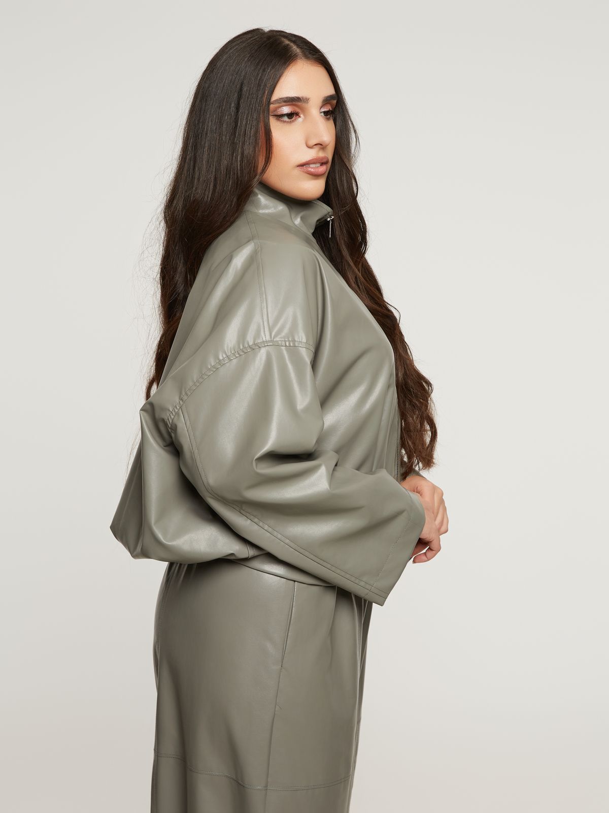 Leather-look zip jacket