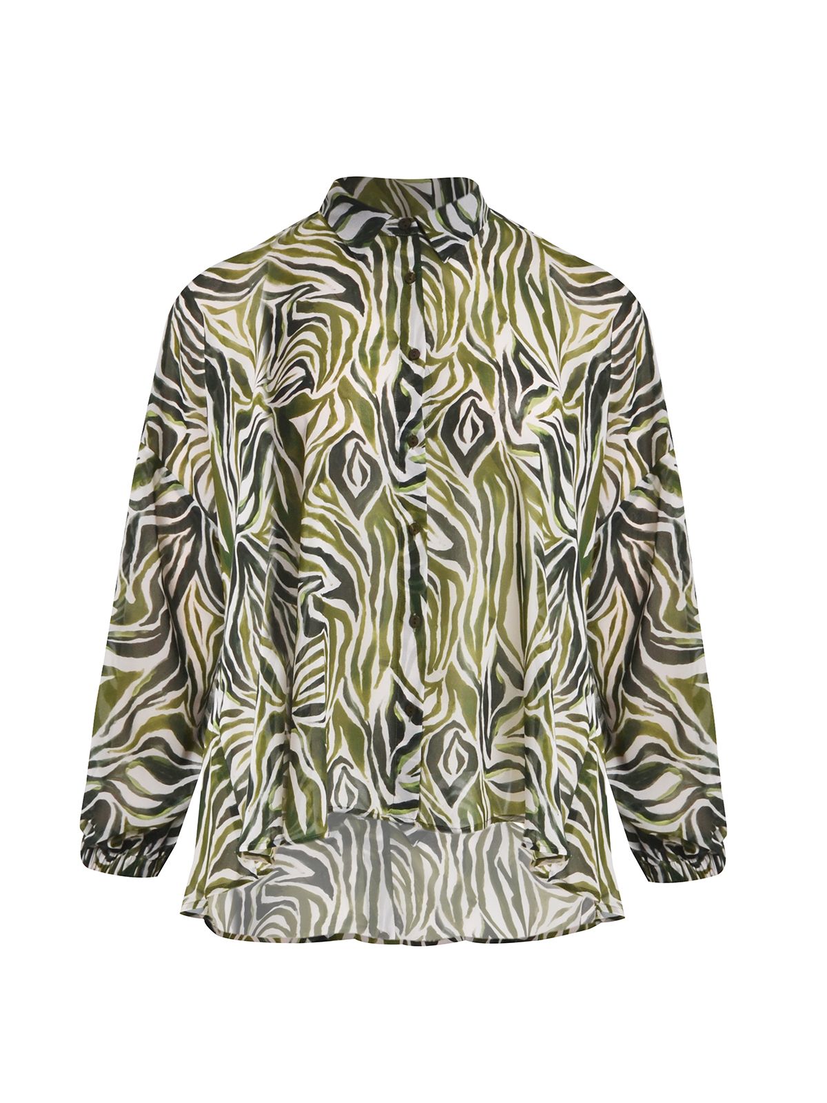 Mat Fashion Διάφανη πουκαμίσα με ζεβρέ σχέδιο Πρασινο, Animal Print