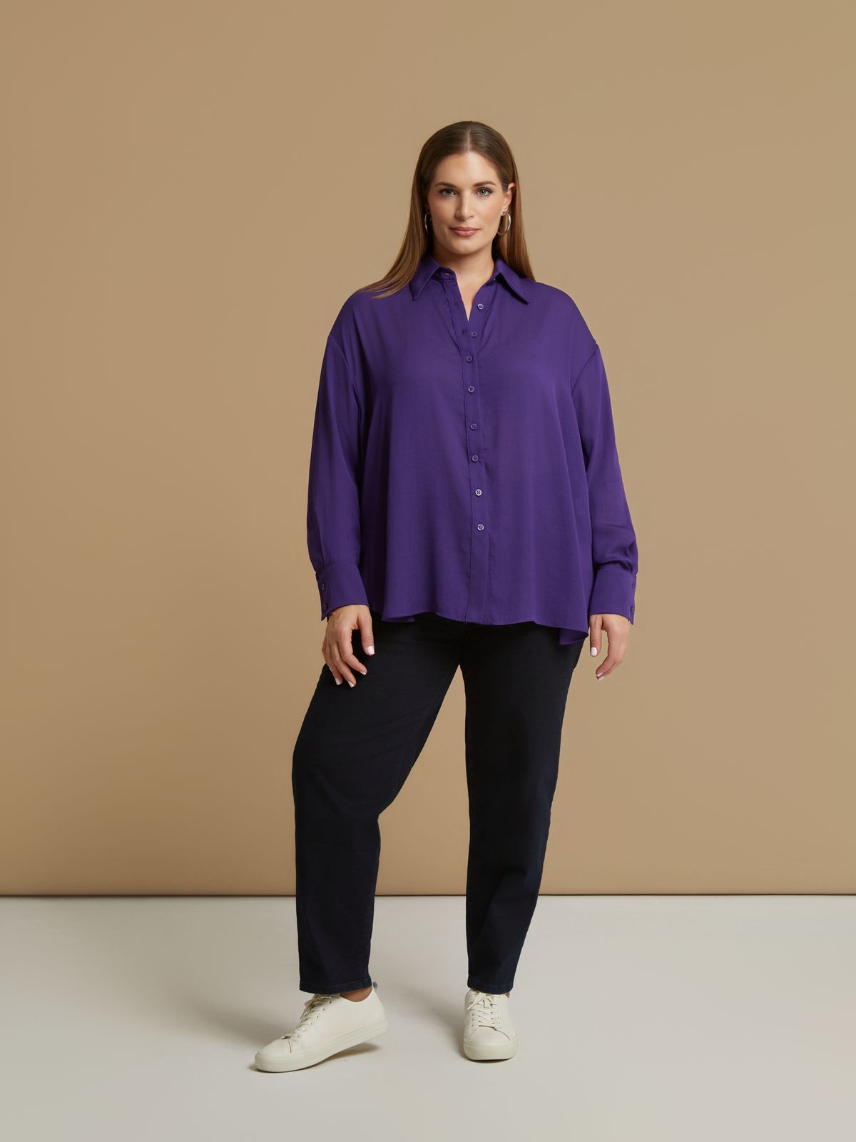Crepe long-sleeve shirt